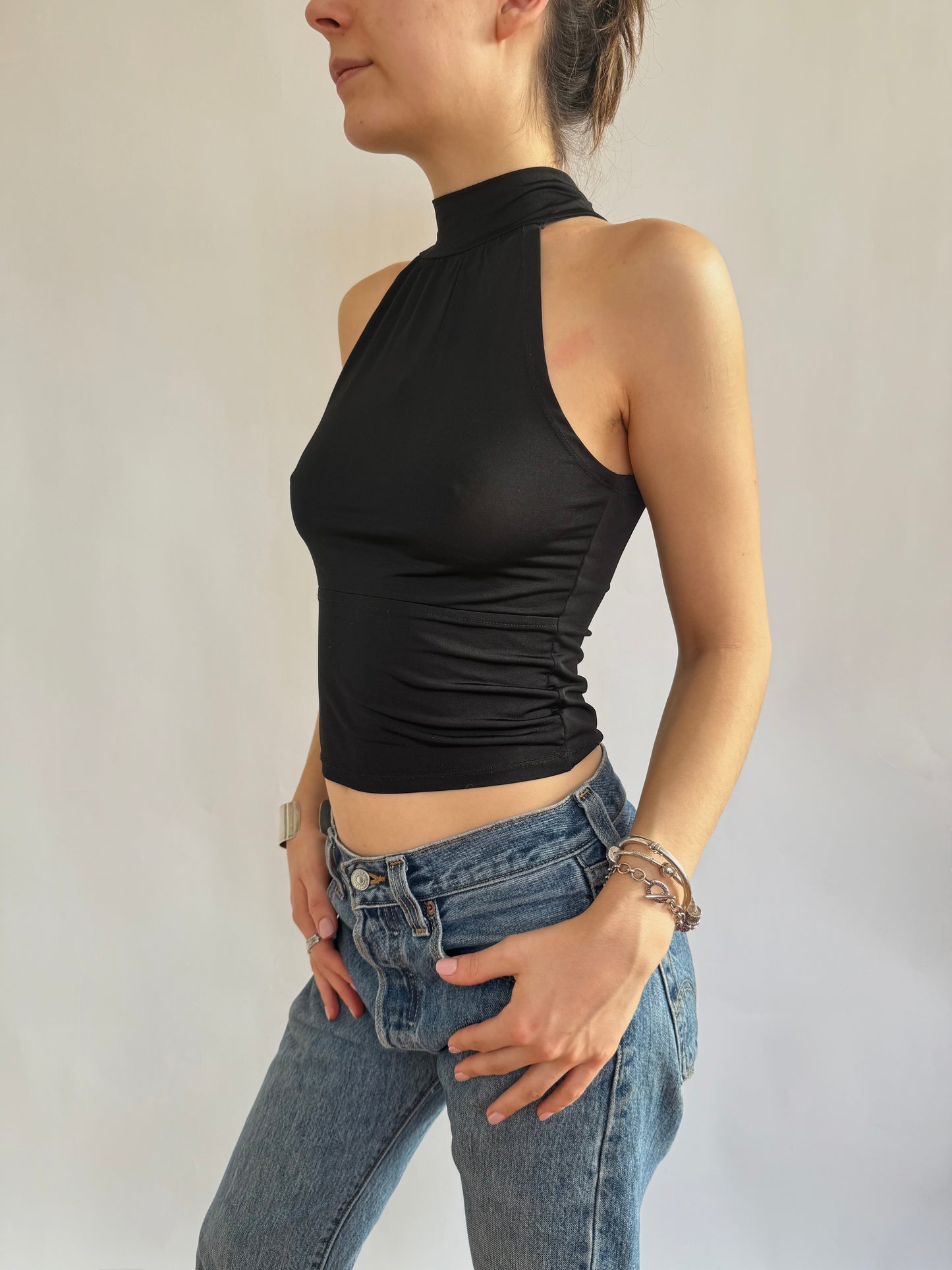 Y2K black fitted sexy top