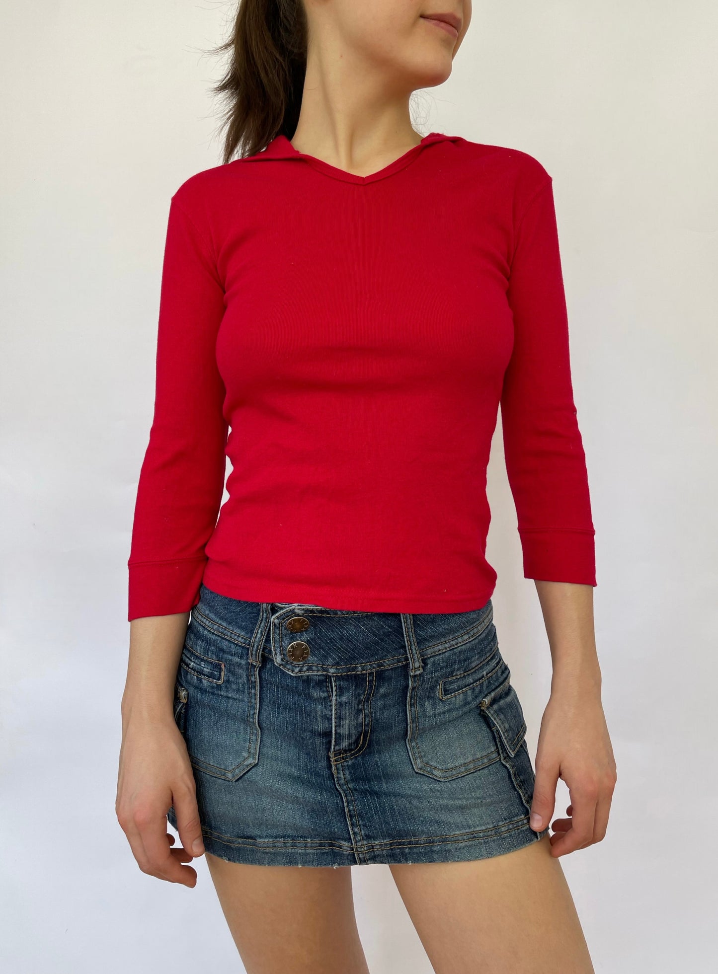 Early 2000s red hooded top by SILVER