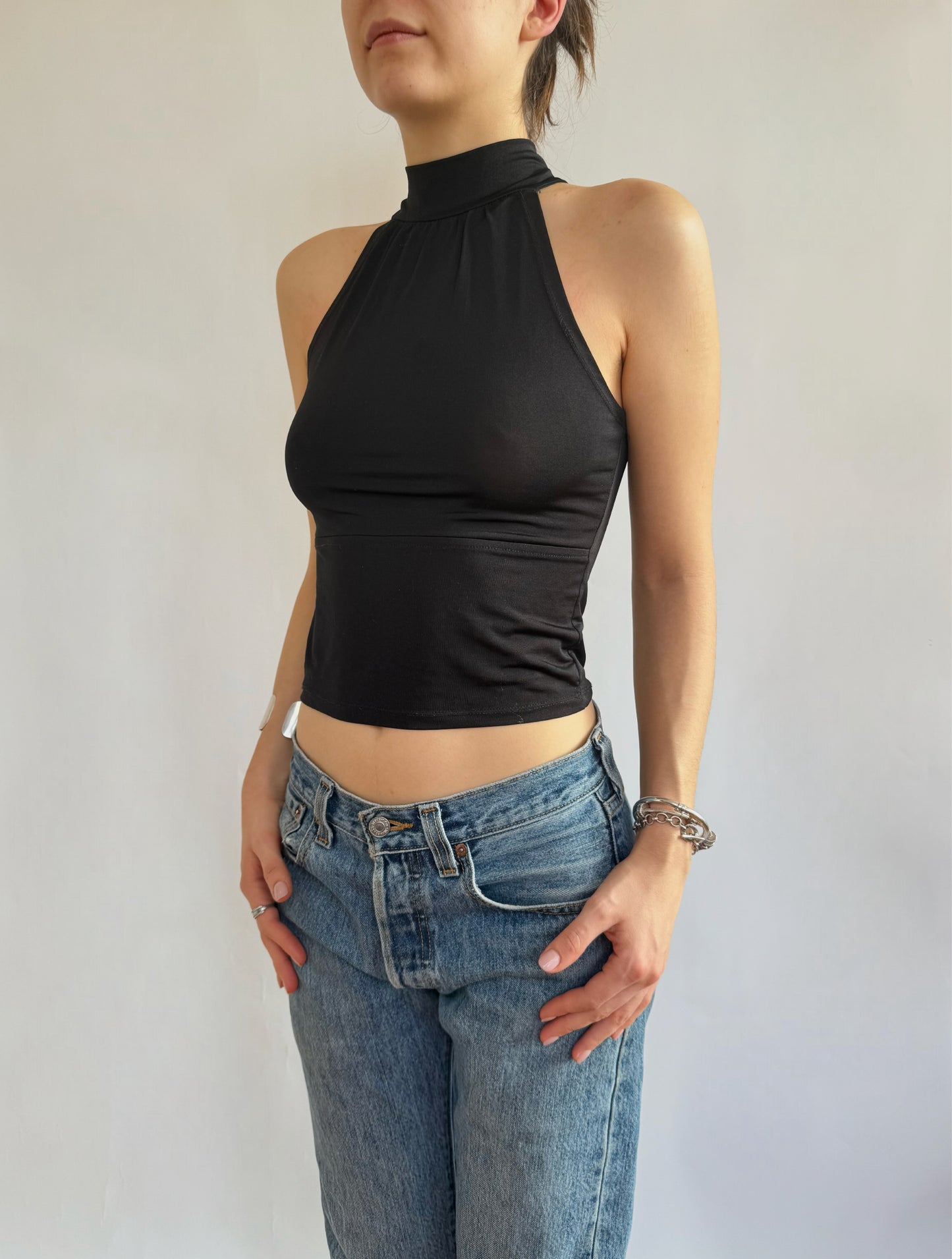 Y2K black fitted sexy top