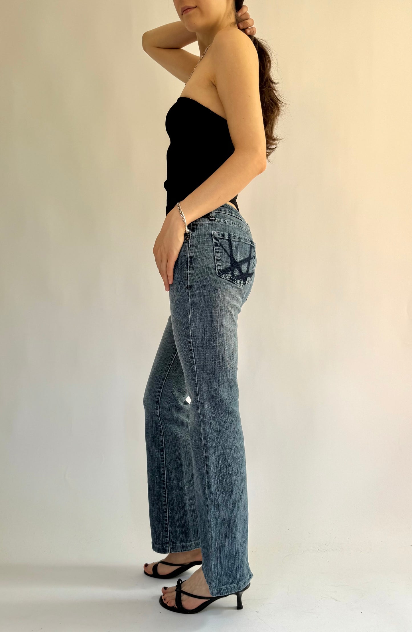 Y2K Low rise flare jeans with acid prints by XTC JEANS
