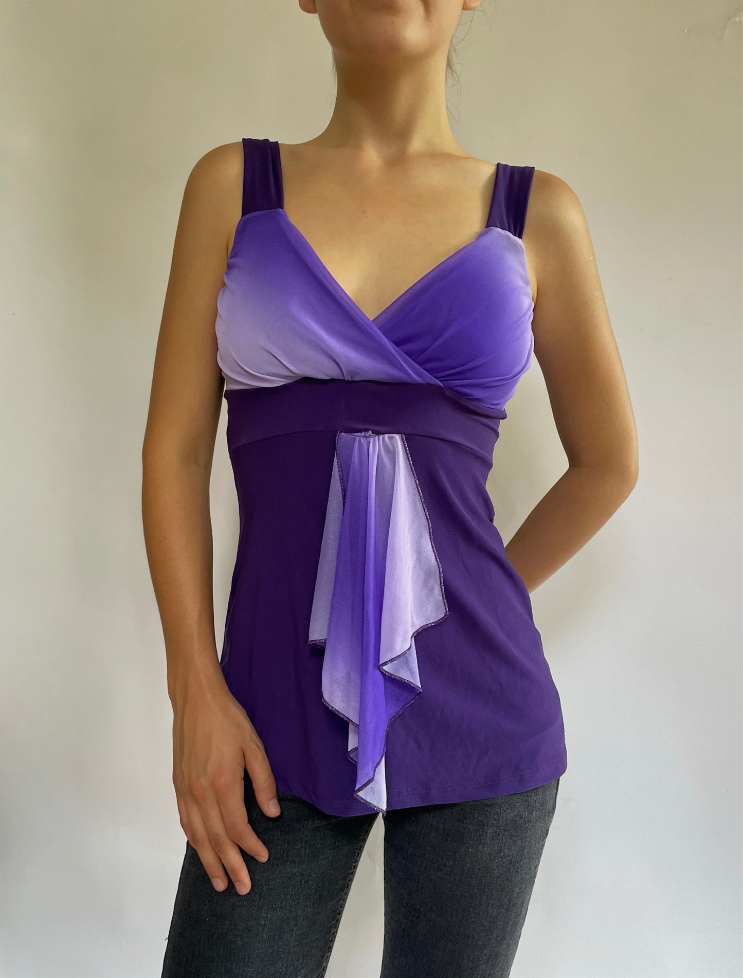 Y2K purple V-neck cami top