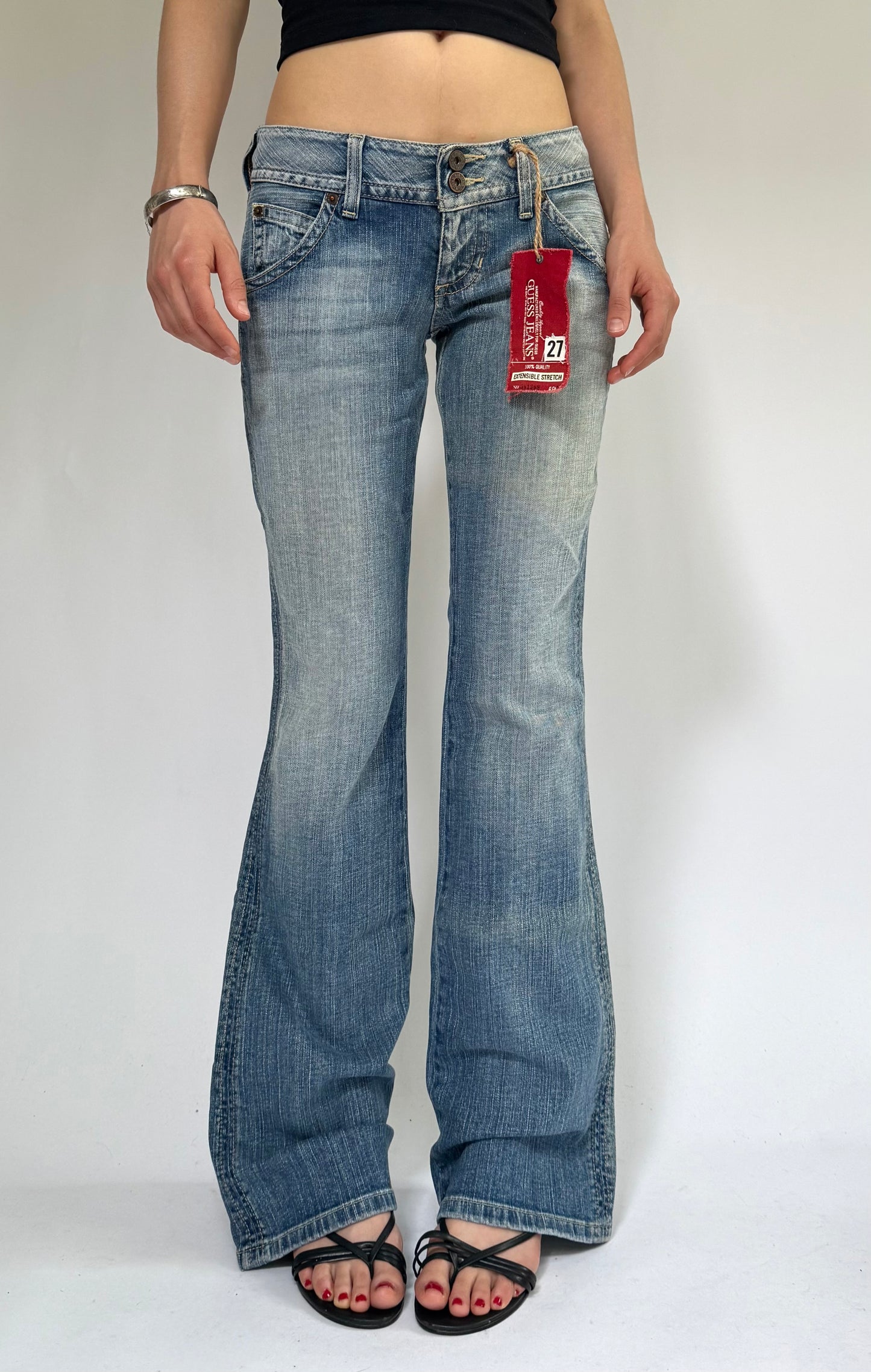 Y2K deadstock low rise flared GUESS JEANS with tags