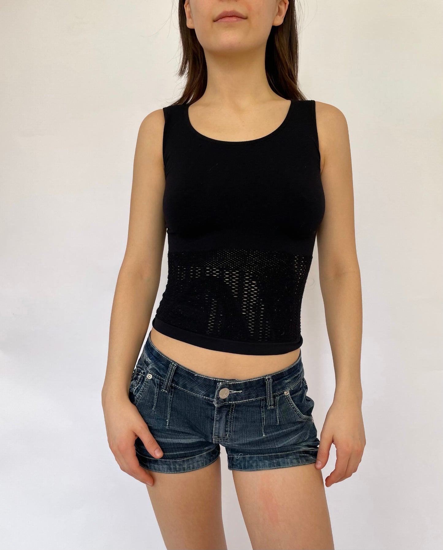 Y2K low rise denim mini shorts