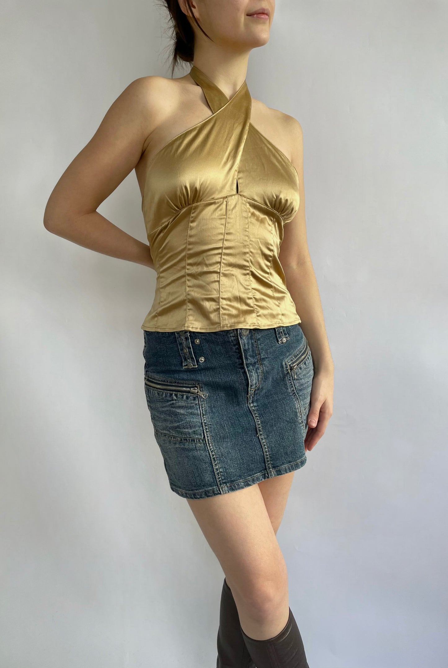 Early 2000s gold satin top