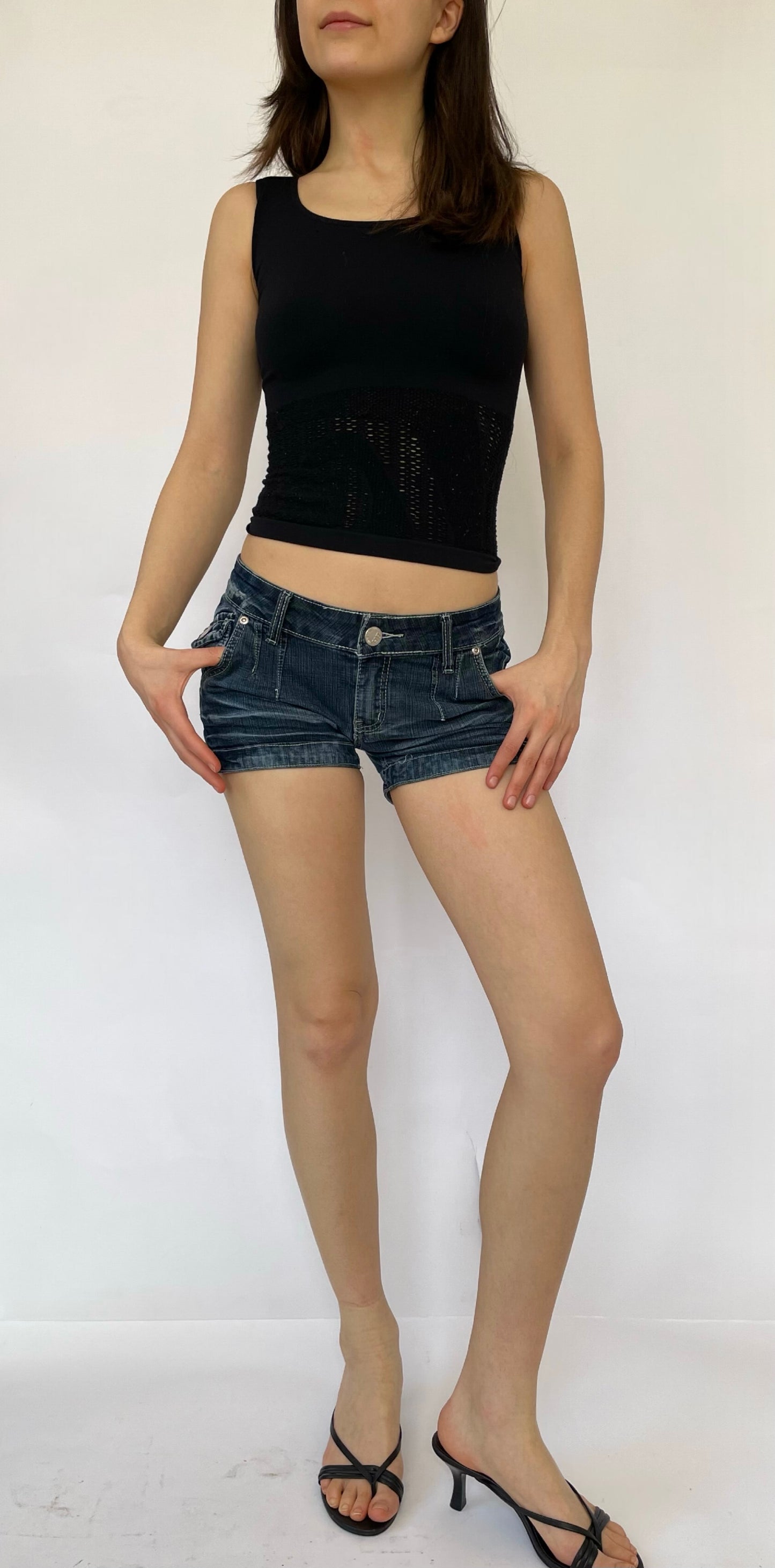 Y2K low rise denim mini shorts
