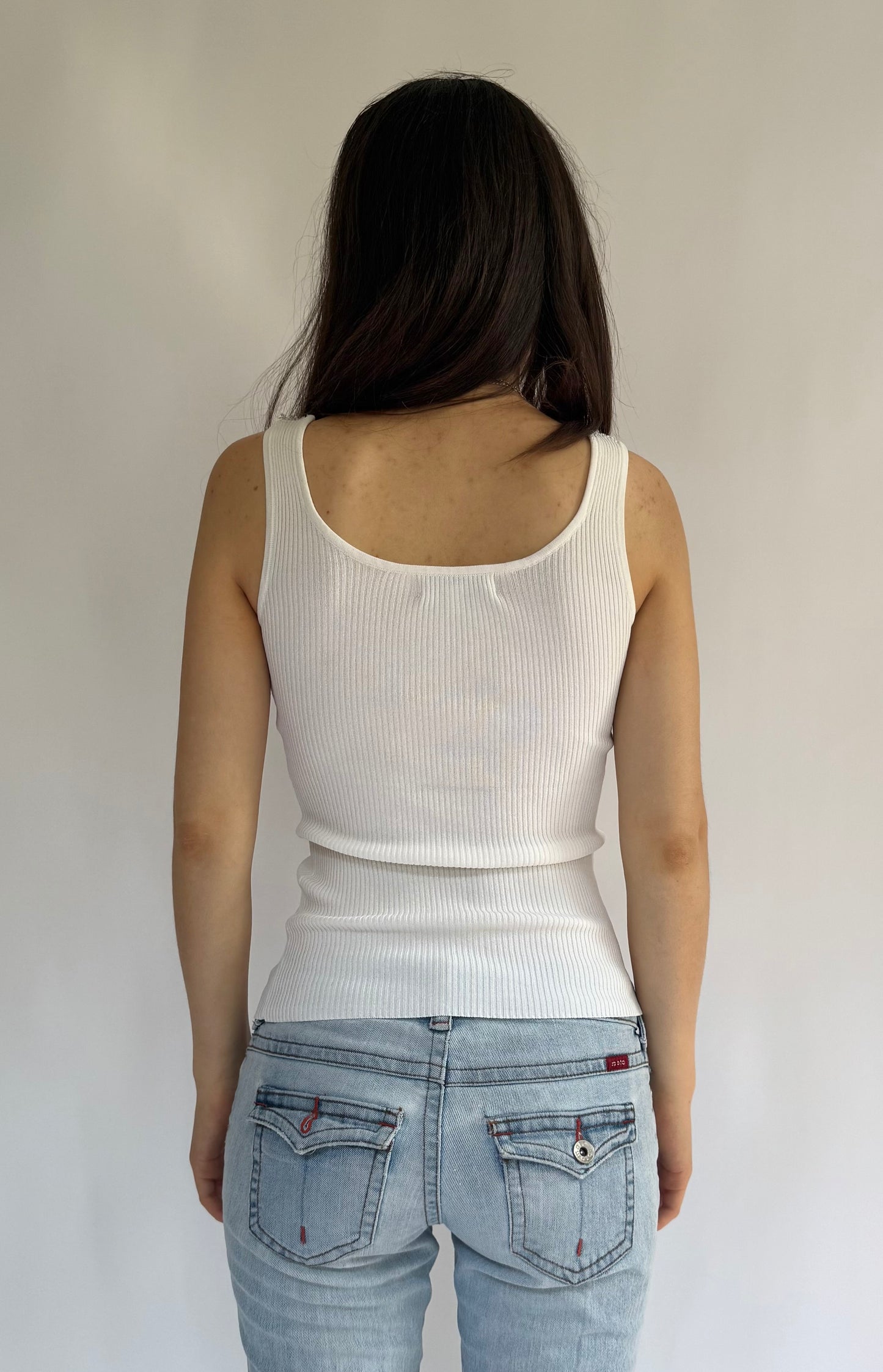 Y2k white beaded top