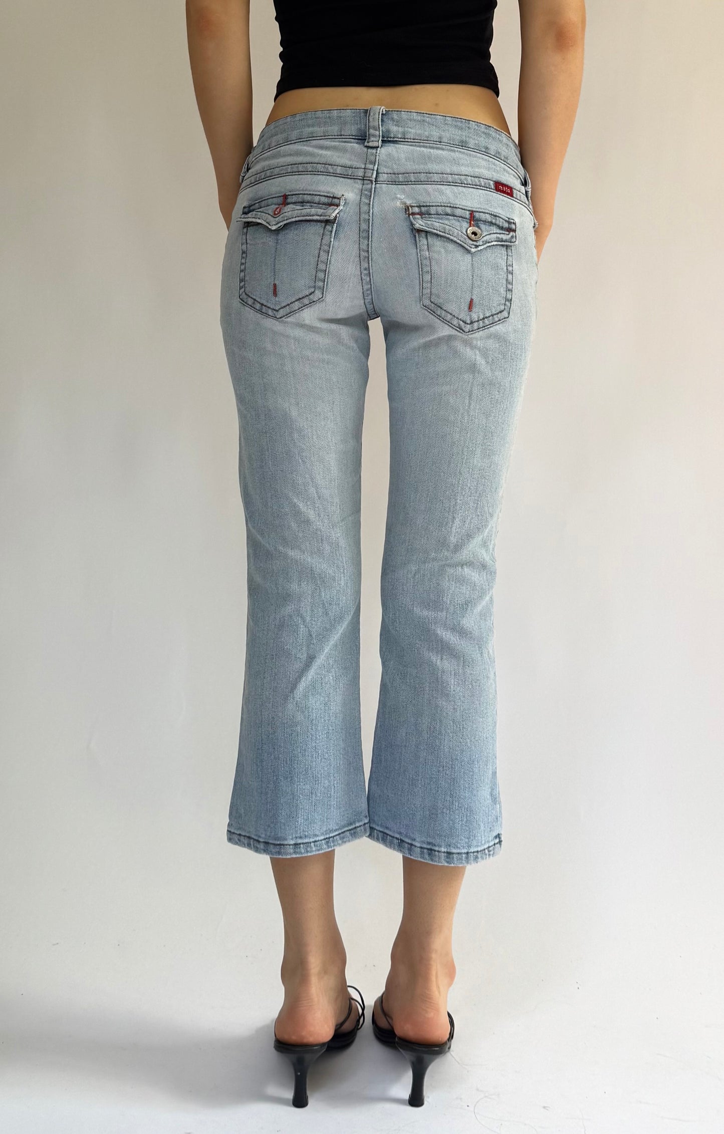 Y2k low rise flared denim capris