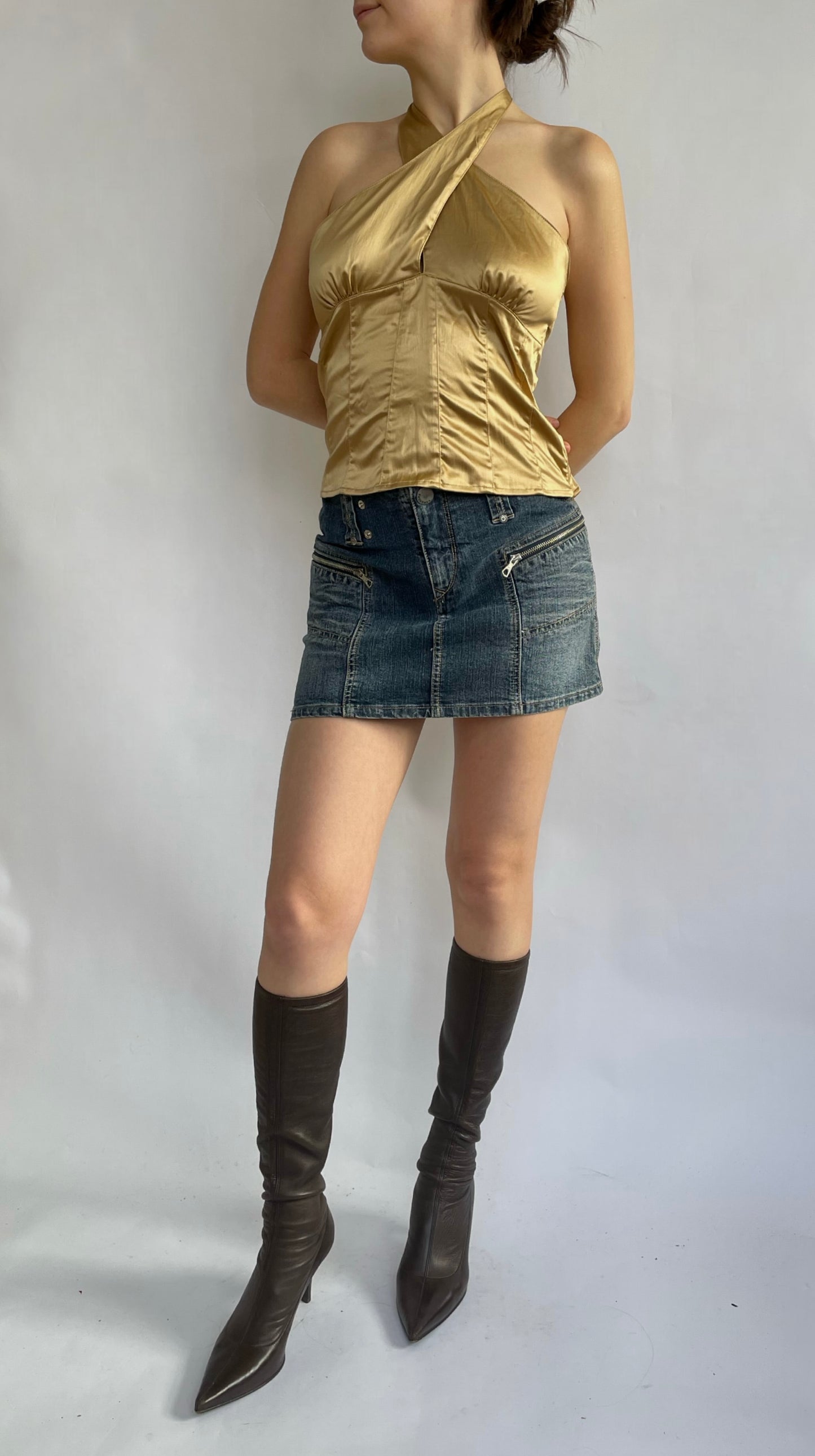 Early 2000s gold satin top