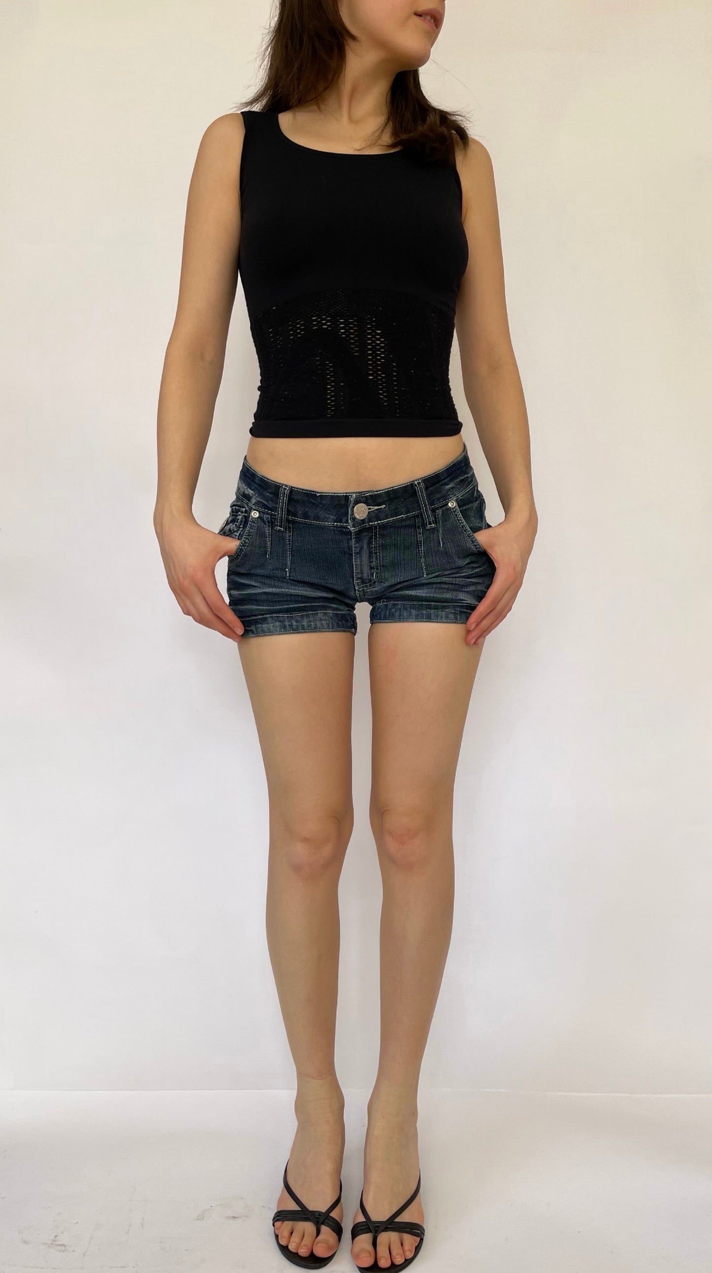 Y2K low rise denim mini shorts