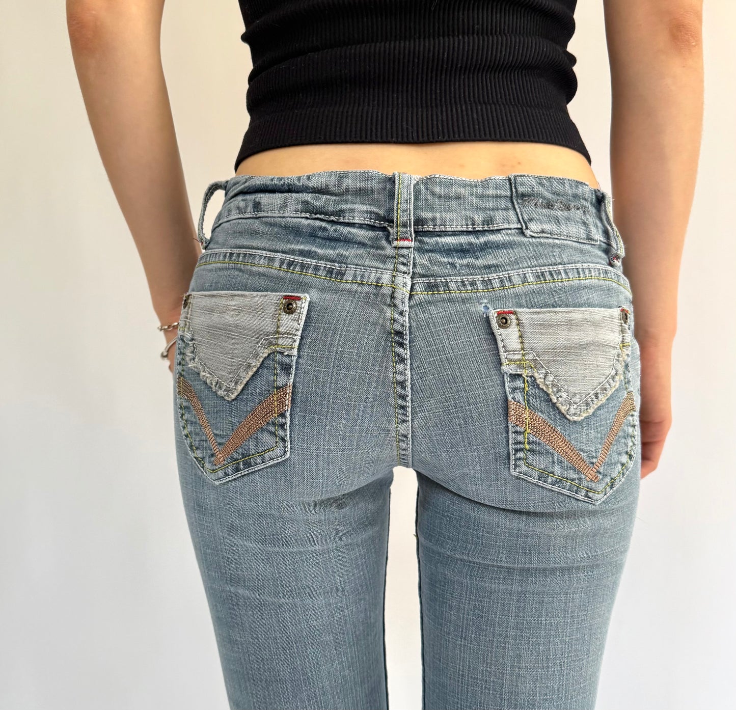 Y2k Low rise flare jeans with cute back pockets by SWEETY JEANS