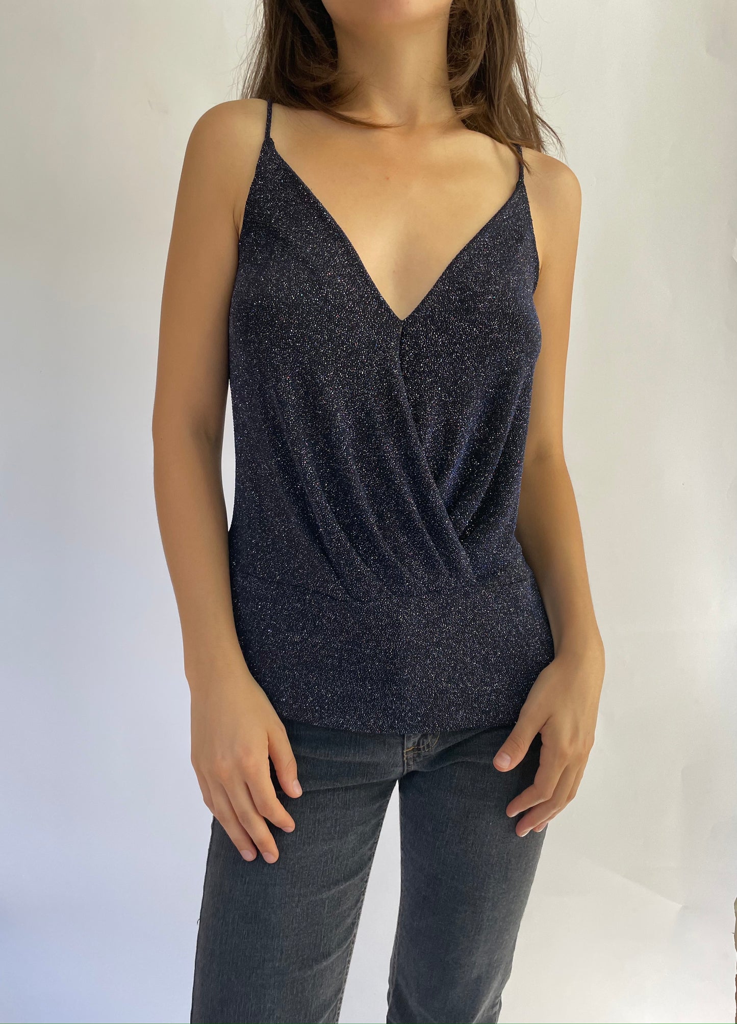 Y2K V-neck sparkle cami top