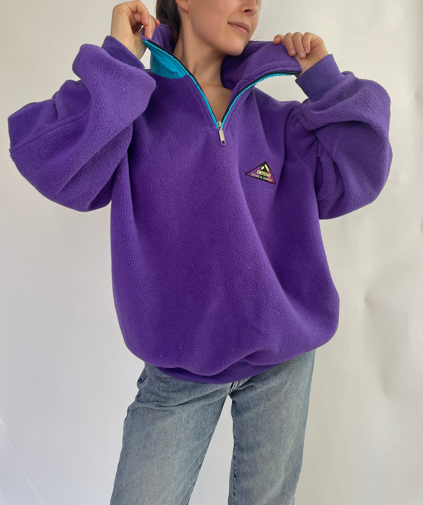 Vintage oversized purple fleece jacket by AESSE