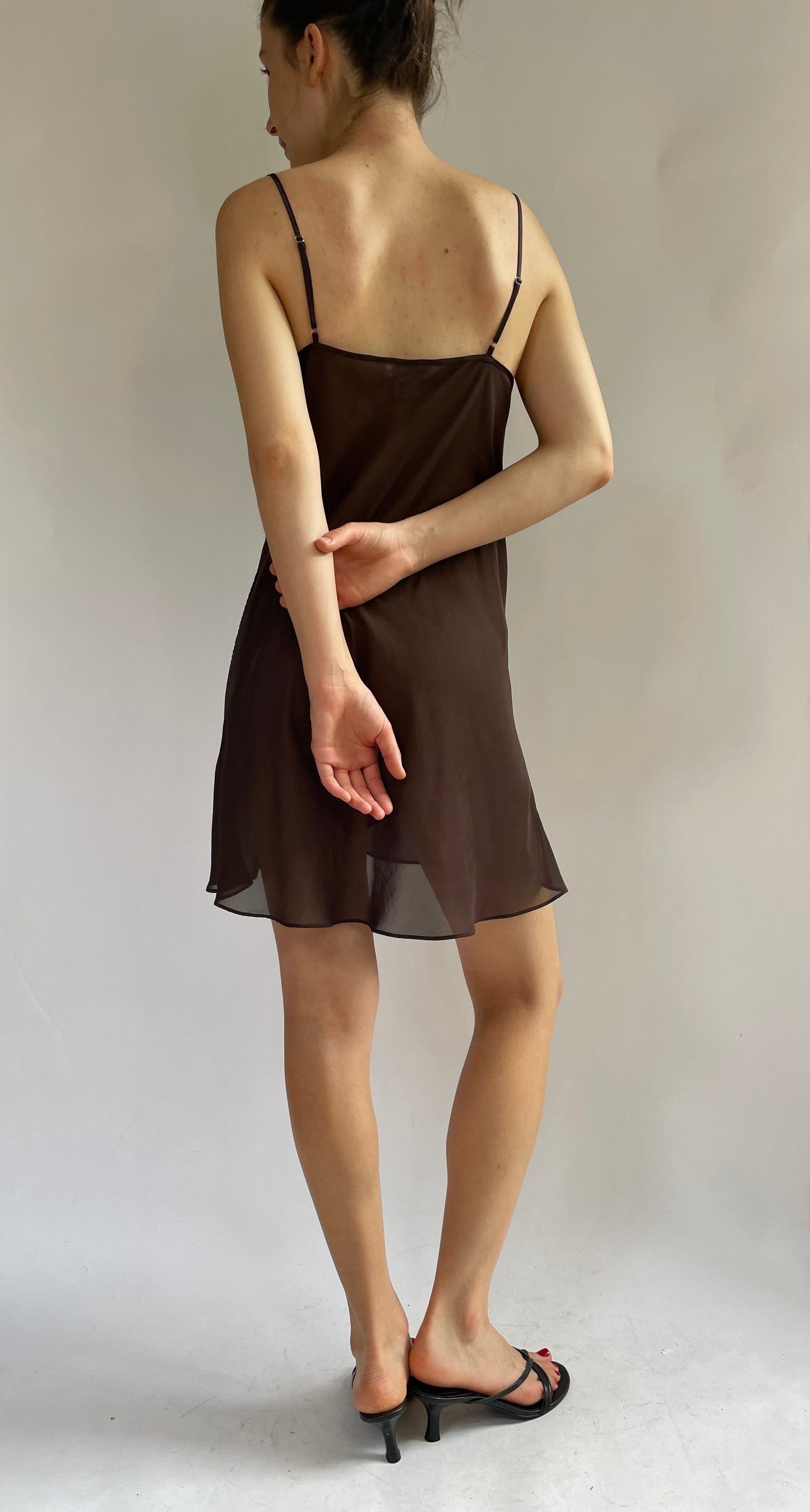 Y2K cowl neck brown dress