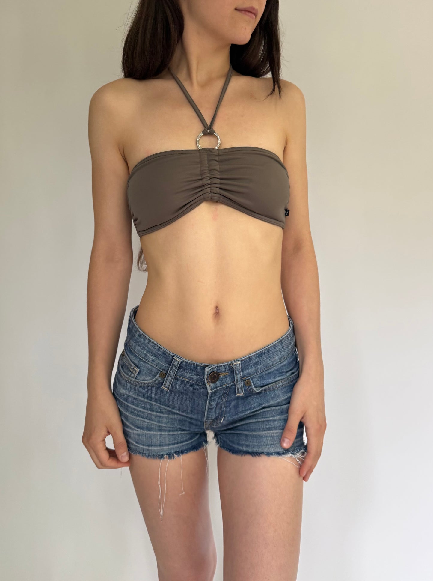 Y2K bandeau with ring bikini top