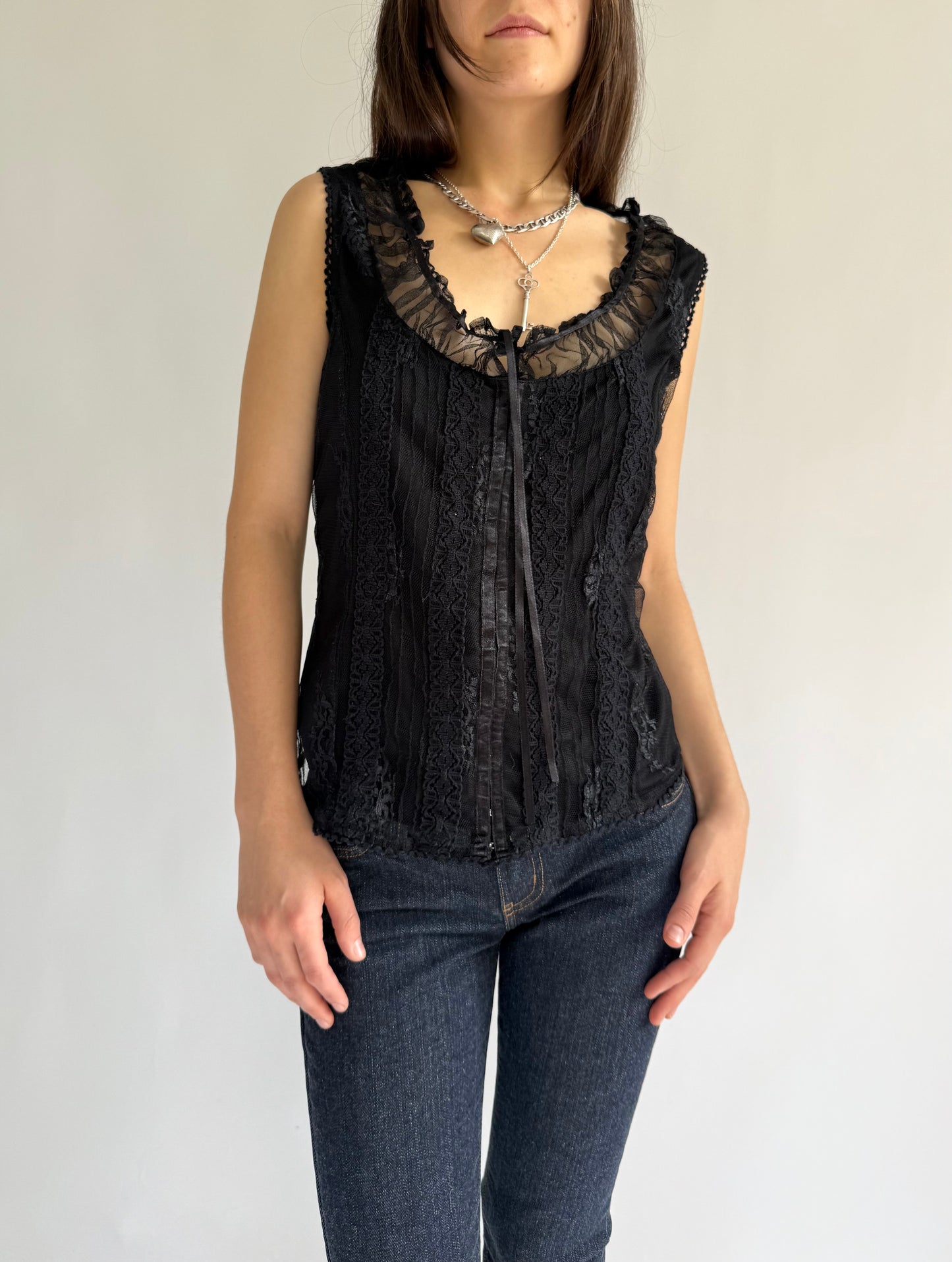 Y2k lace corset top with lace up back grunge fairy core