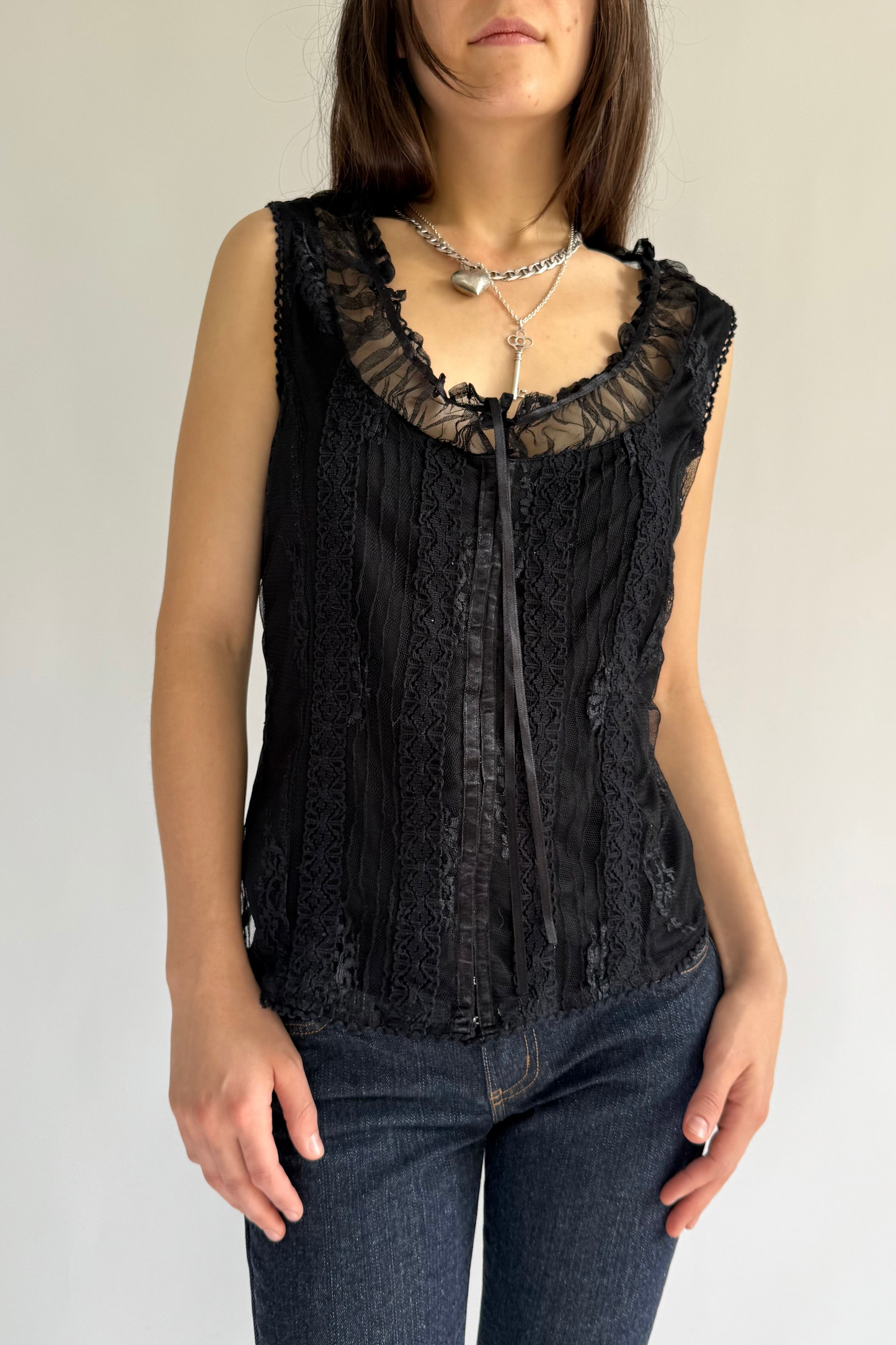 Y2k lace corset top with lace up back grunge fairy core