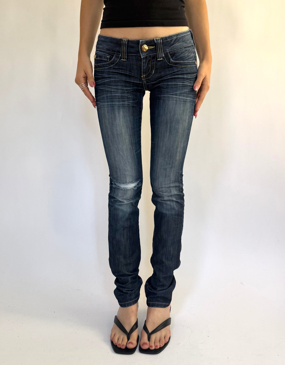 Y2K extra low rise dark skinny jeans by GUESS