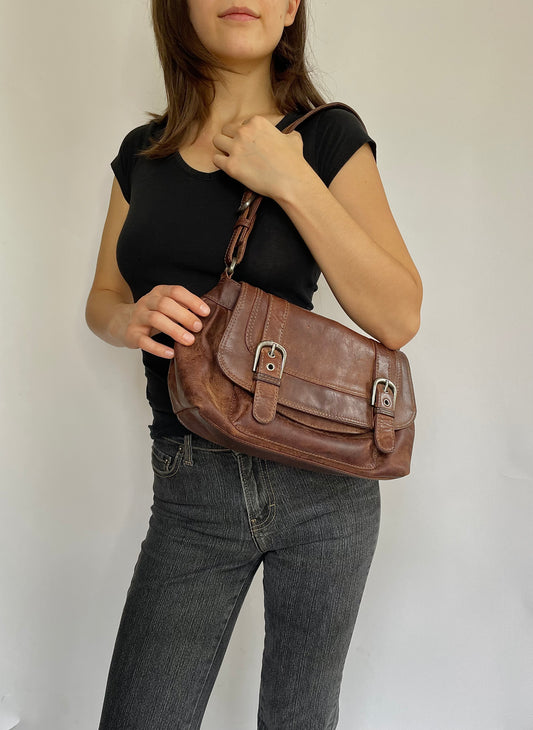 Y2K brown leather purse