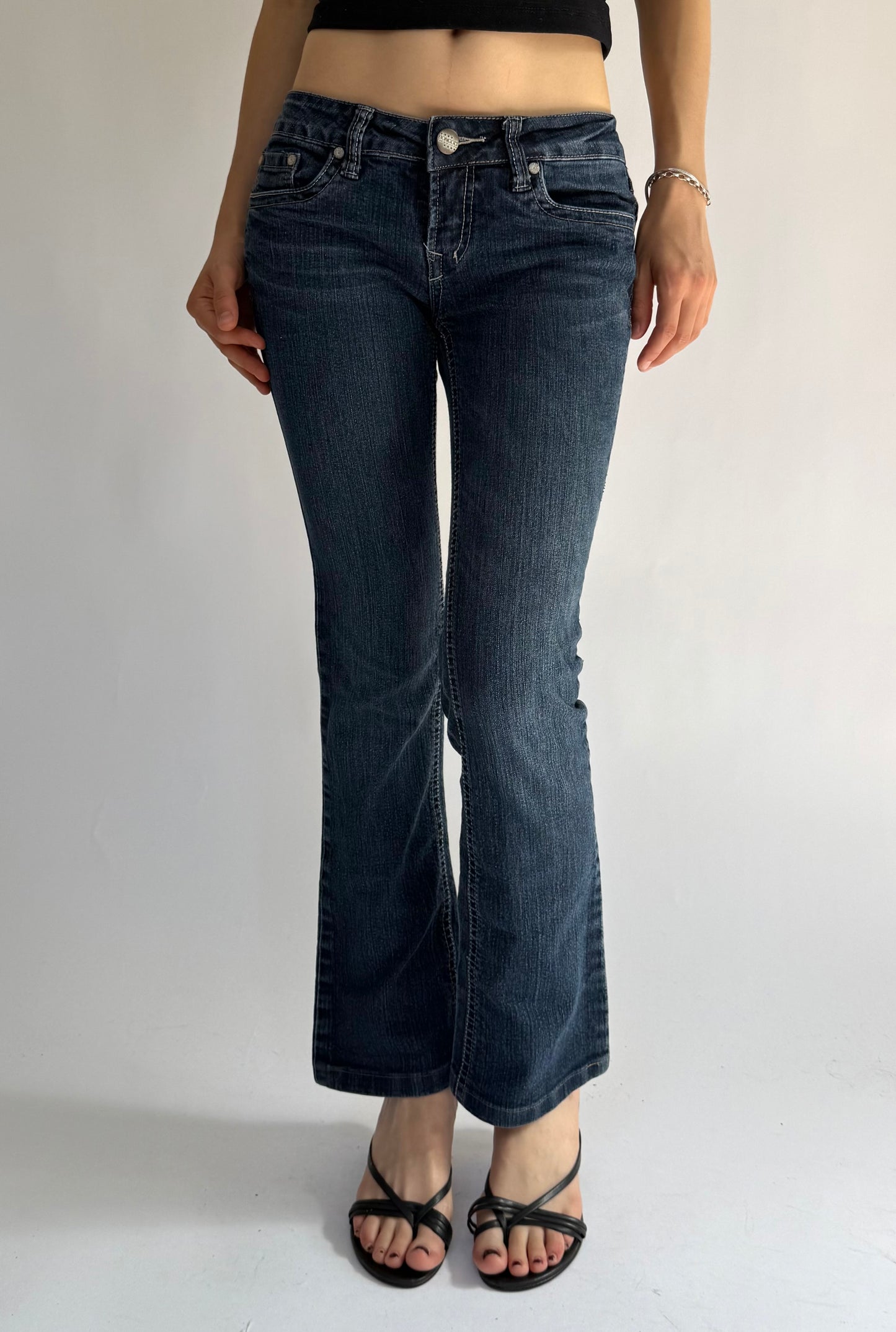 Y2K Dark wash low rise flare jeans by BONGO JEANS
