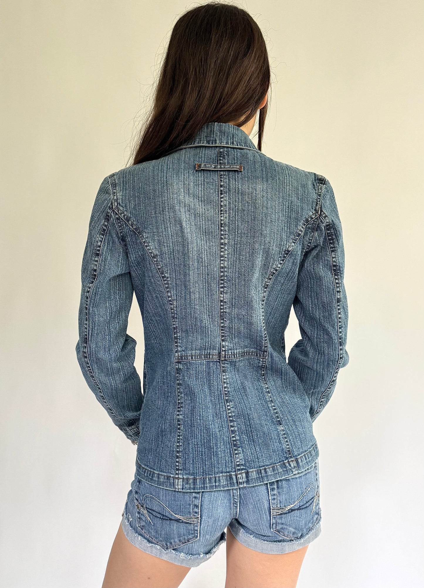 Y2K fitted denim blazer jacket