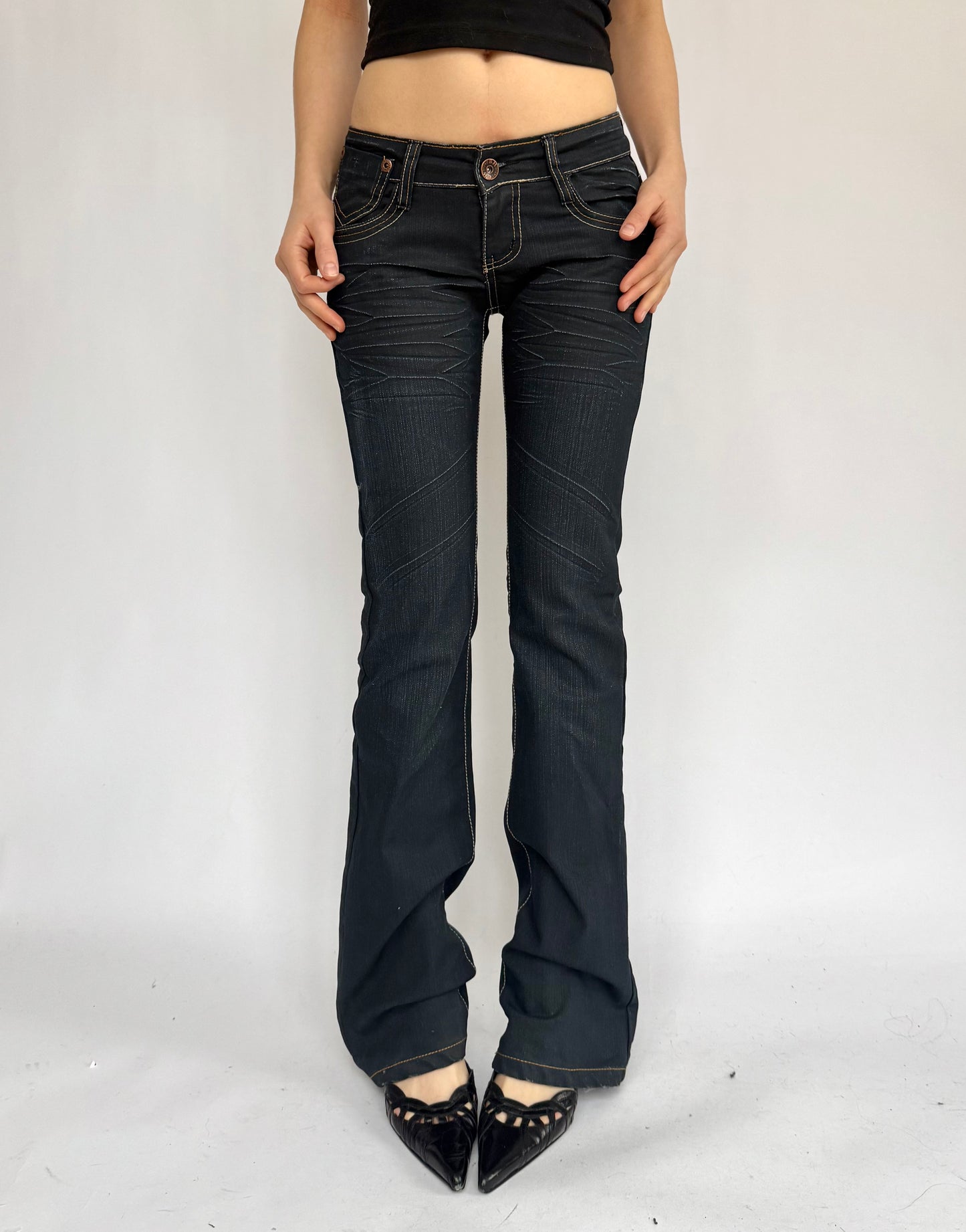 Y2K extra low rise flared jeans