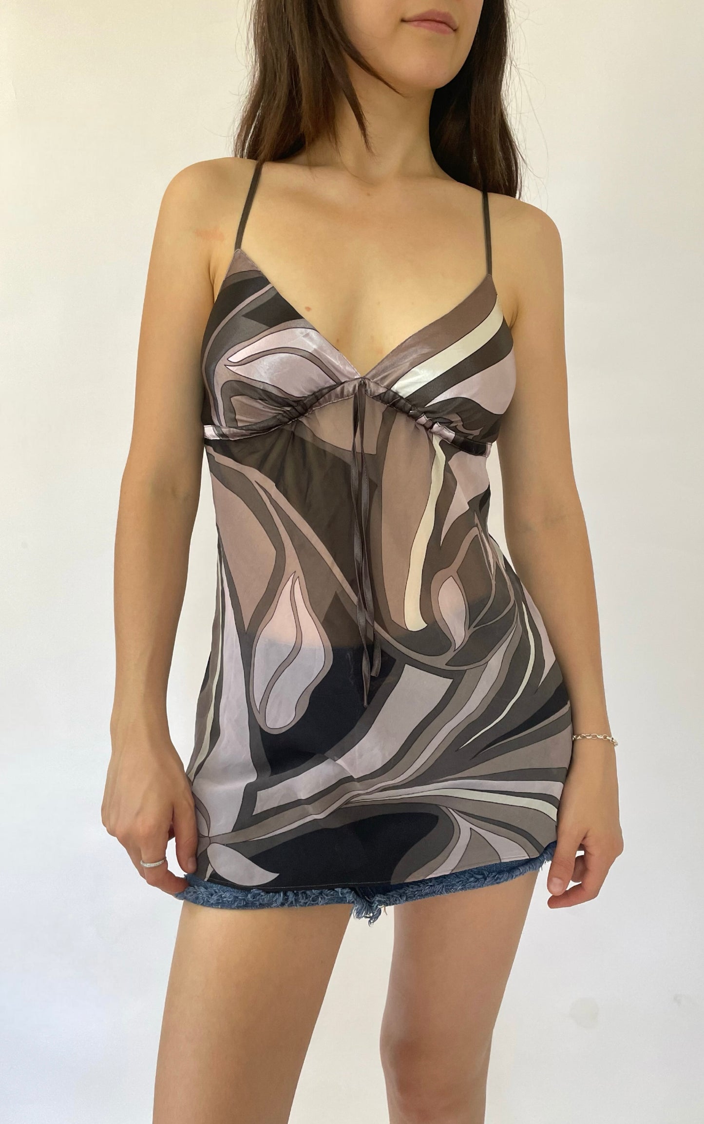 Y2K colourful silk top