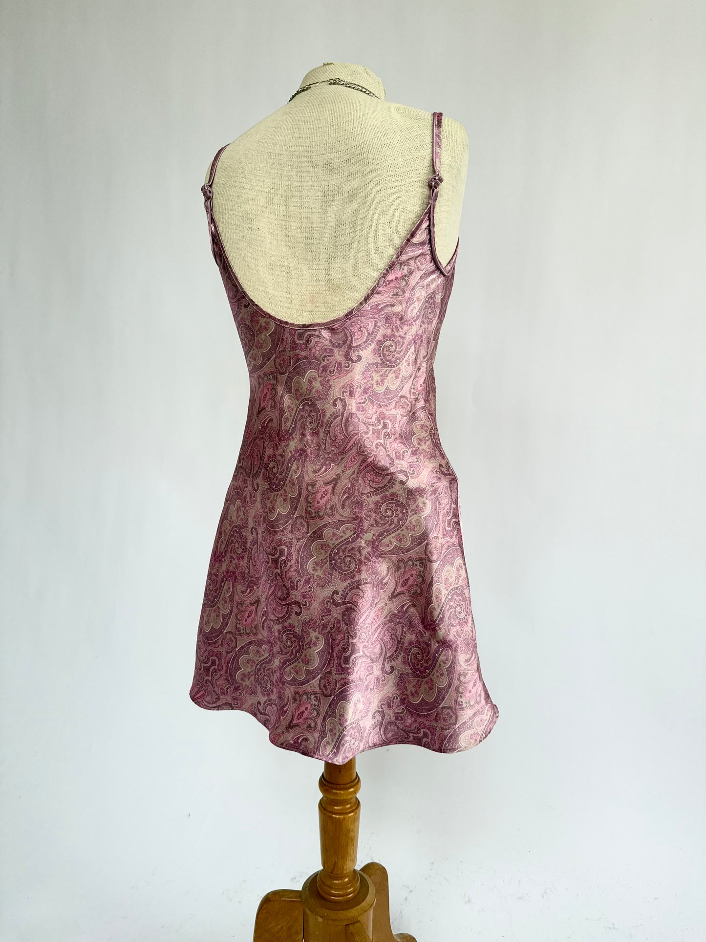 Y2K satin mini pink paisley dress