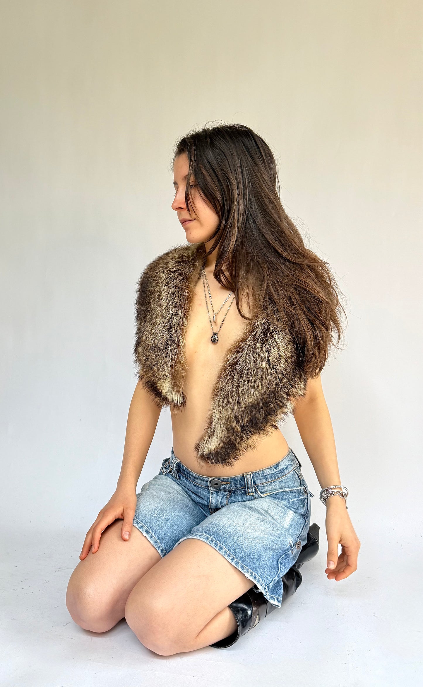 Vintage 90s genuine fur shoulder wrap