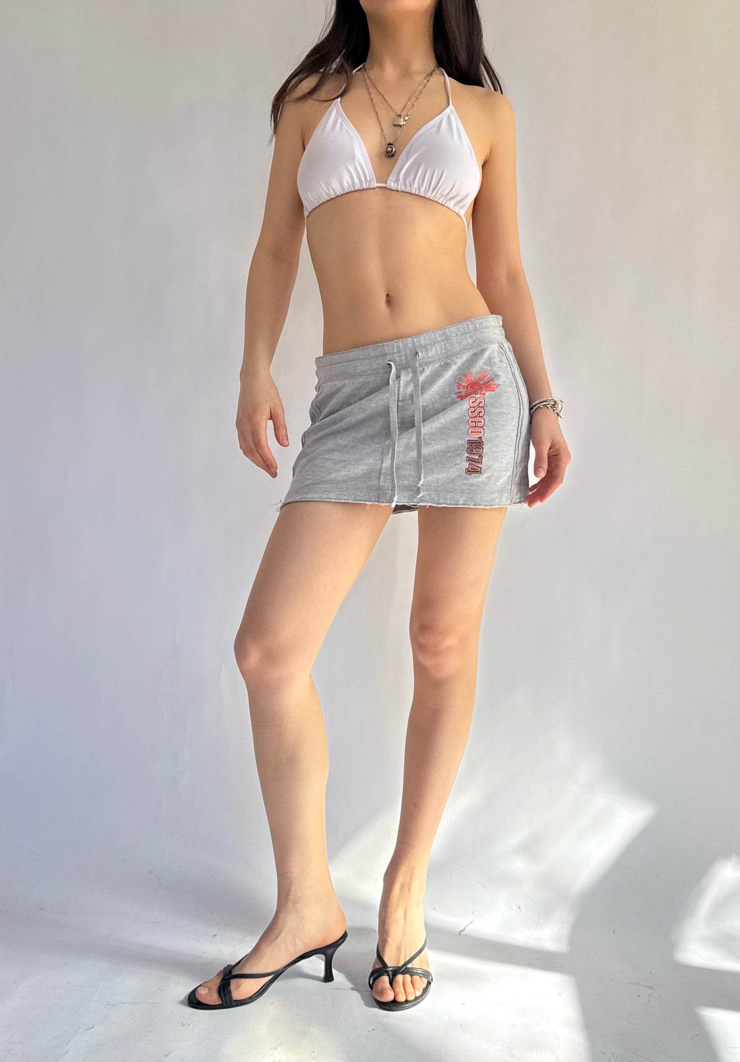 Y2K Grey mini skirt with drawstring