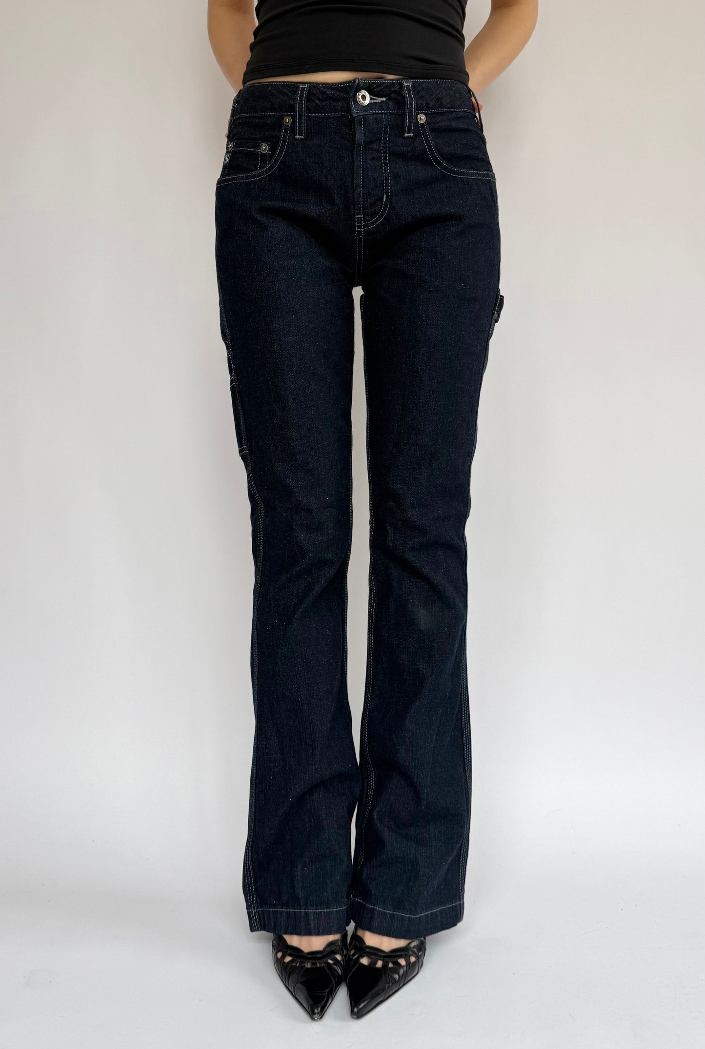 Y2K DEADSTOCK  mid rise dark wash jeans by SILVER