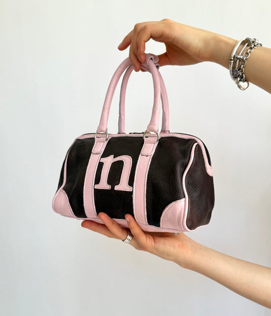 Icinic 2000s pink and brown leather monogrammed n bag