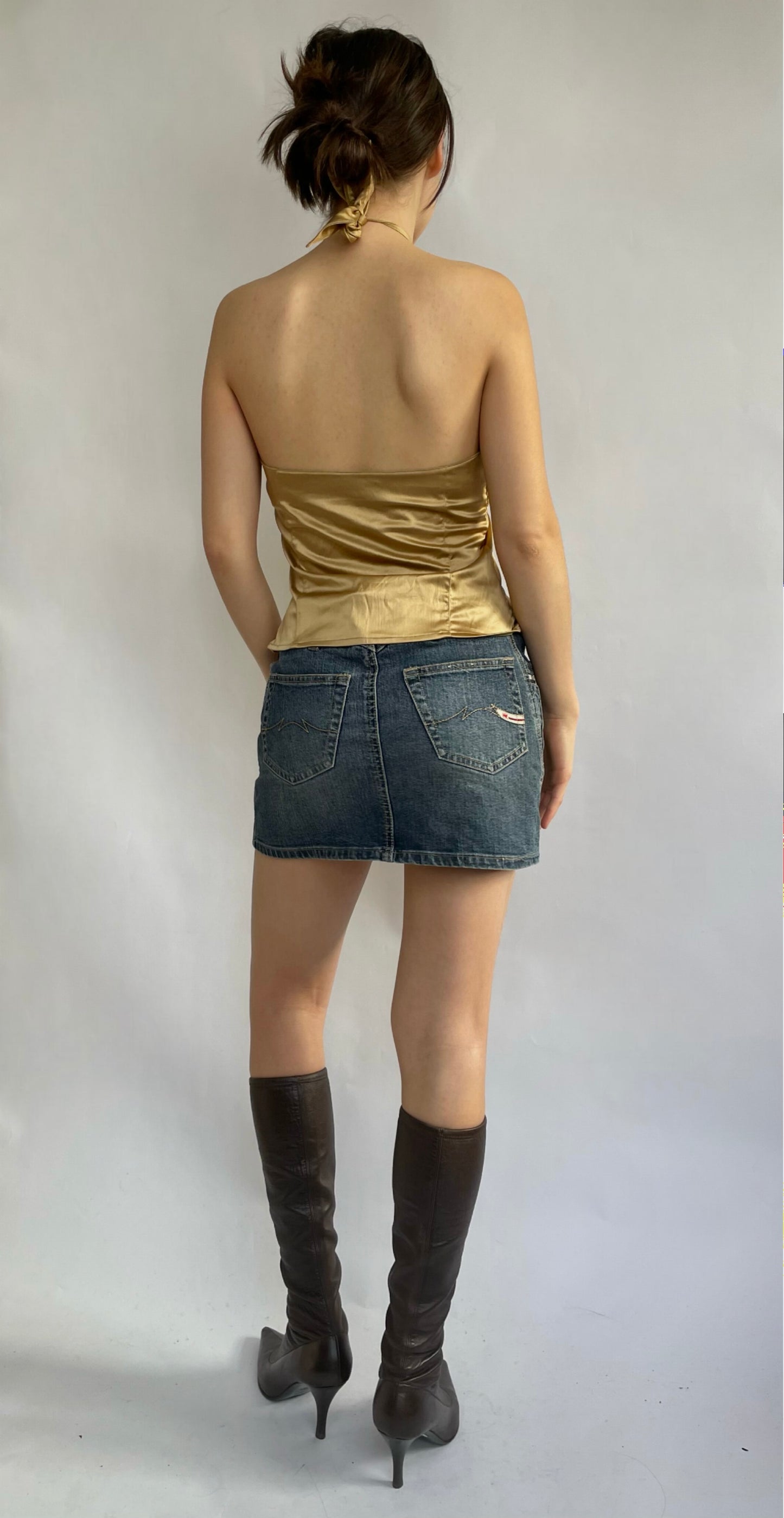 Early 2000s gold satin top