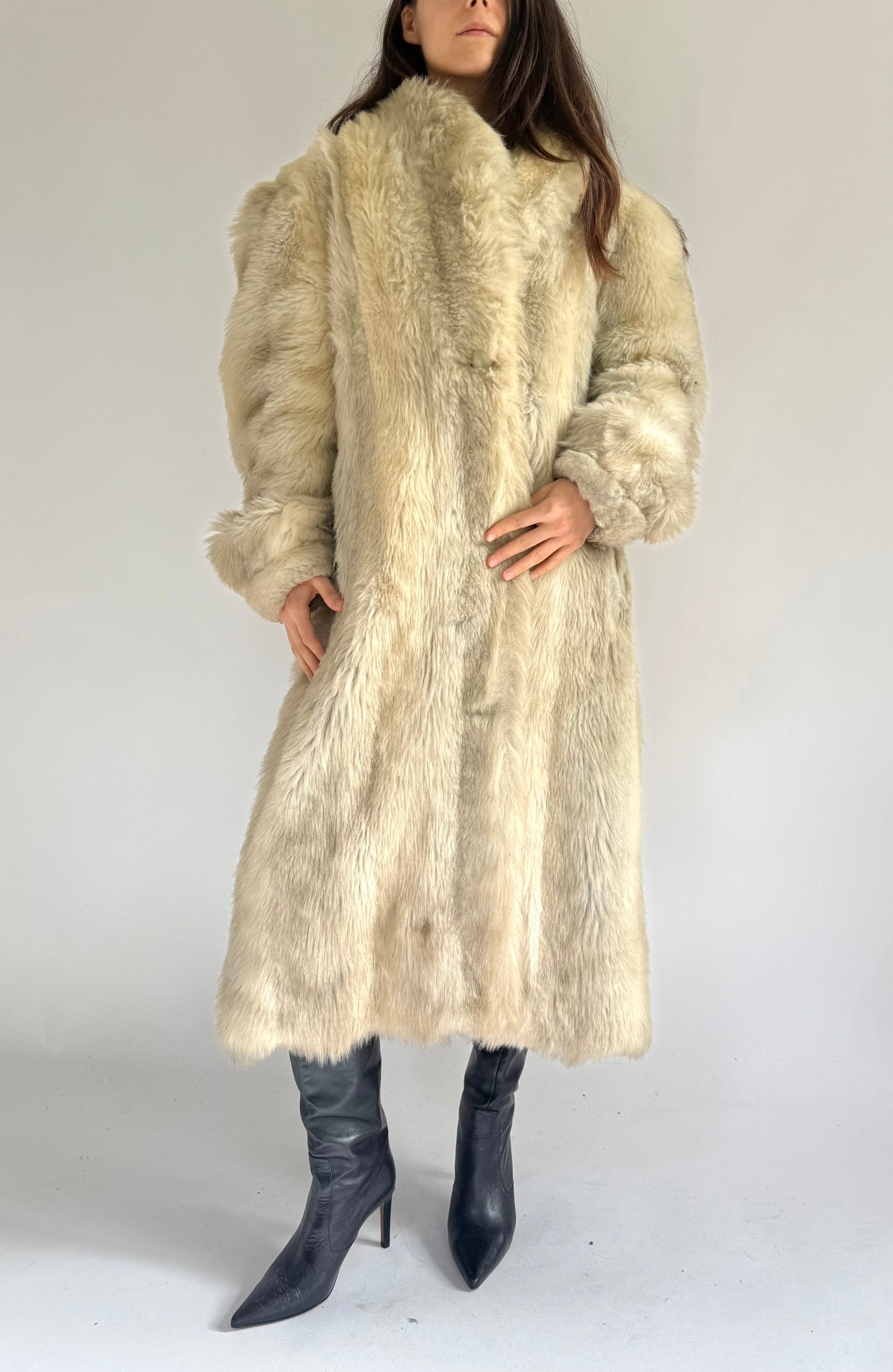 Vintage cream faux fur coat