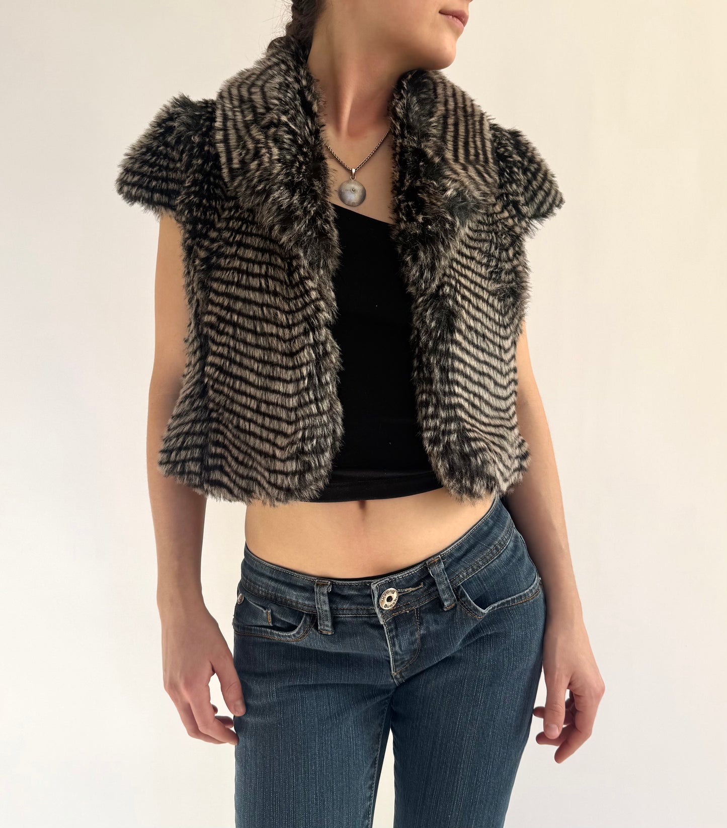 Y2K mini faux fur jacket