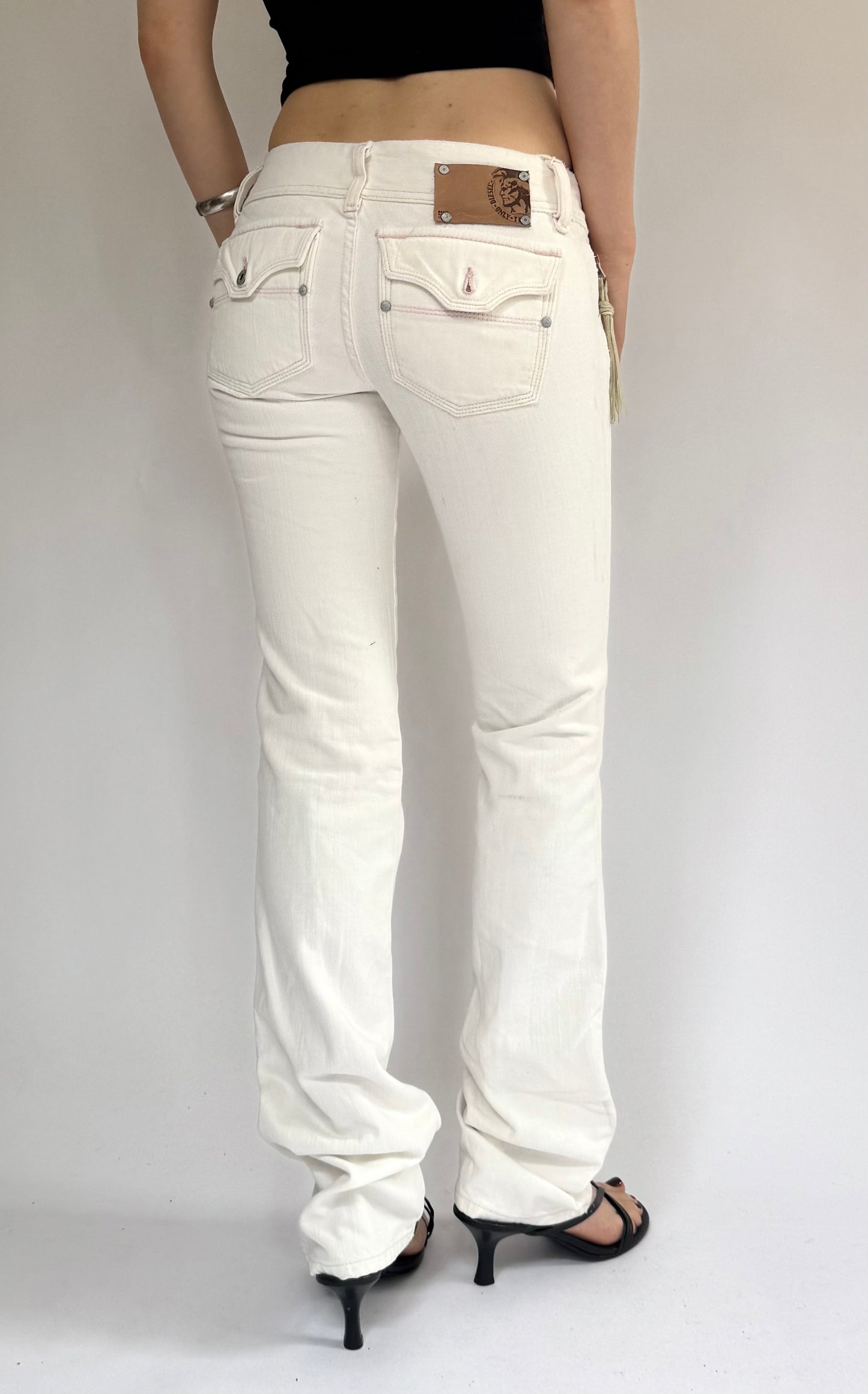 Y2k DEADSTOCK DIESEL with tags low rise white flared jeans