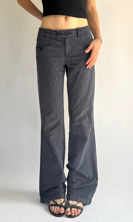 Y2K low rise flared pin-stripped pants office siren core