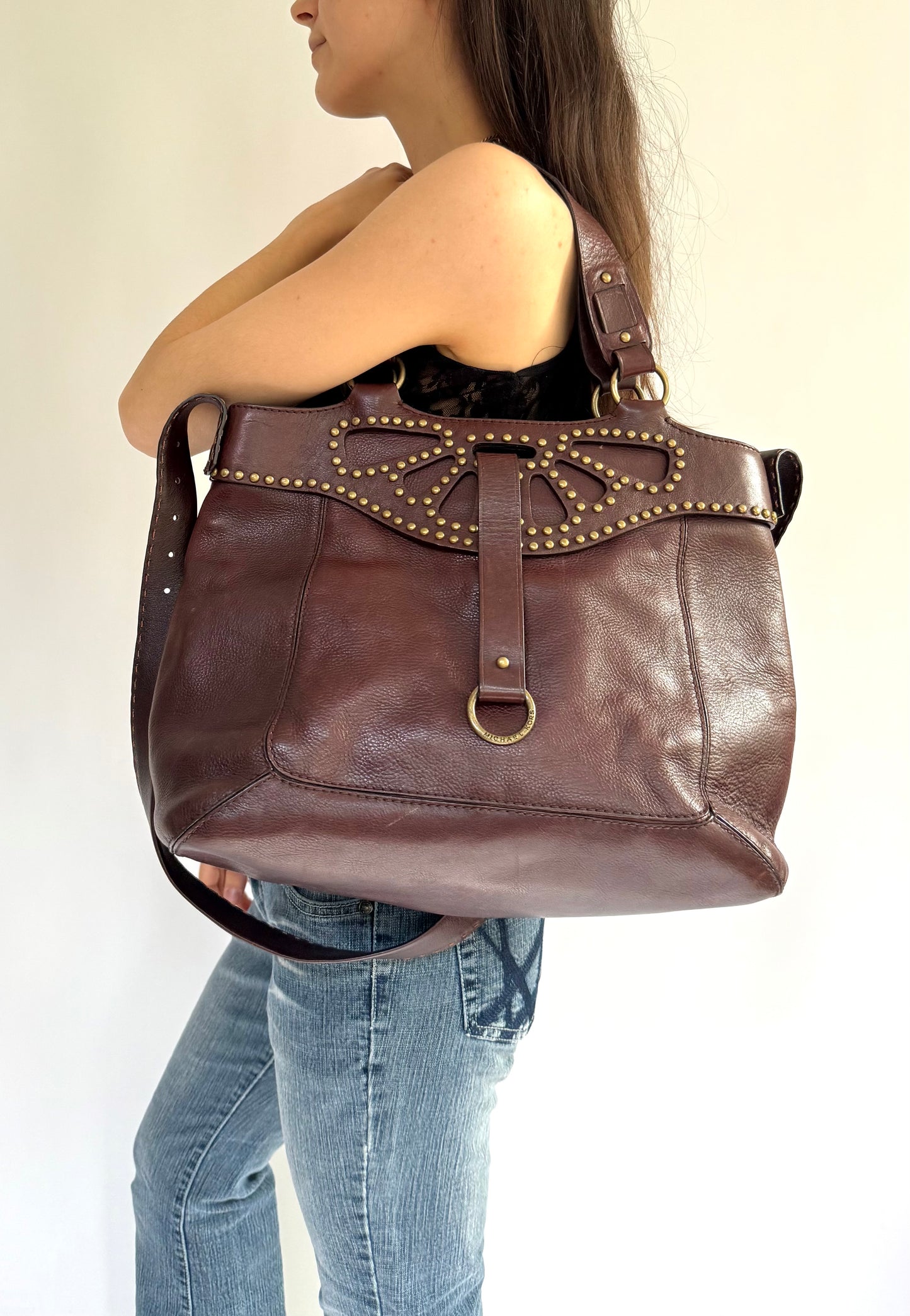 Vintage Y2K leather Micheal Kors studded bag