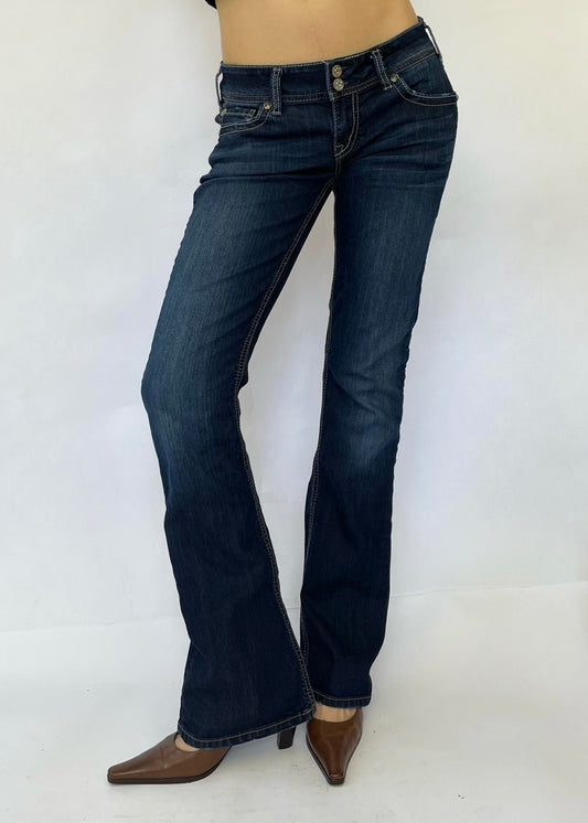 Y2K low rise stretchy flared pants by SILVER