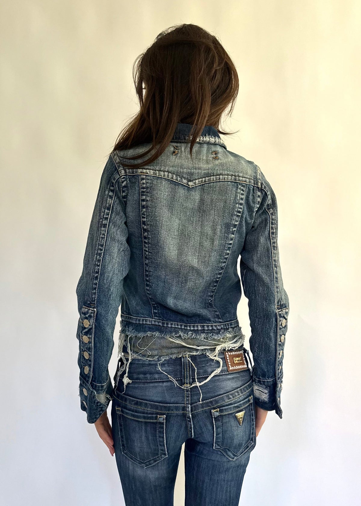 Y2K Cal Y Arena Deadstock Distressed Denim Jacket