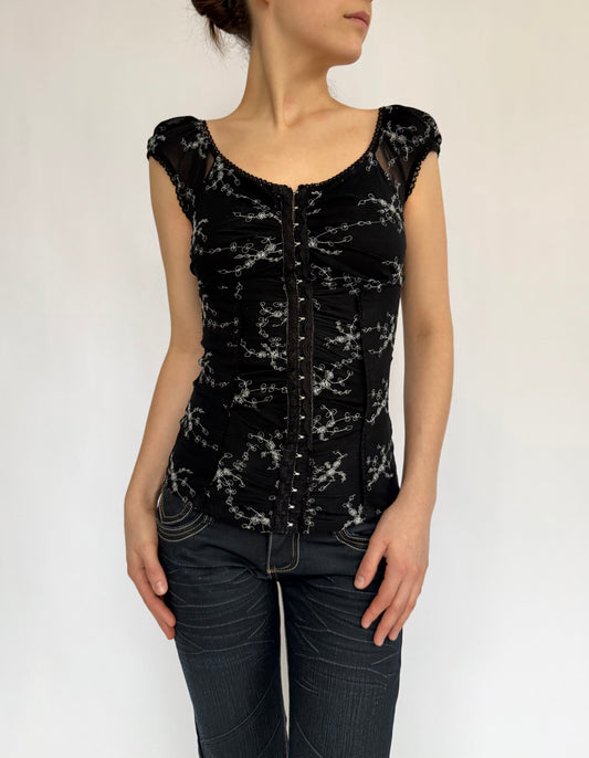 Y2K/2000s black corset type top