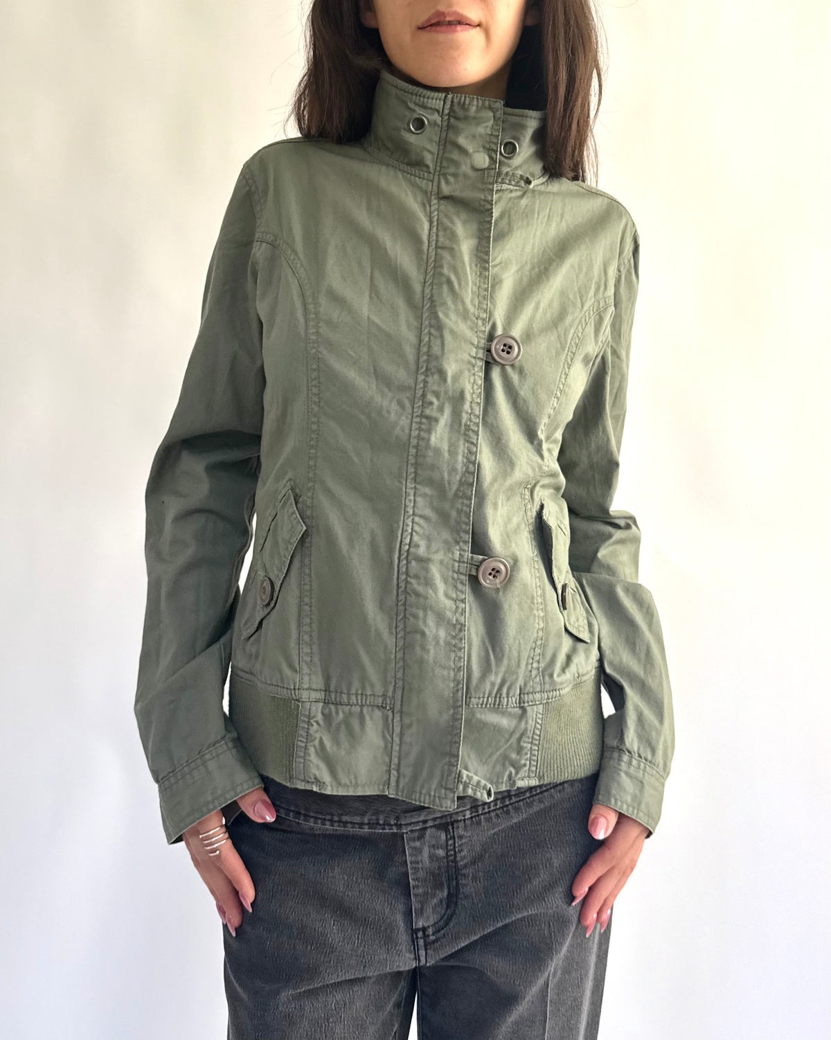 Y2K green cargo type jacket