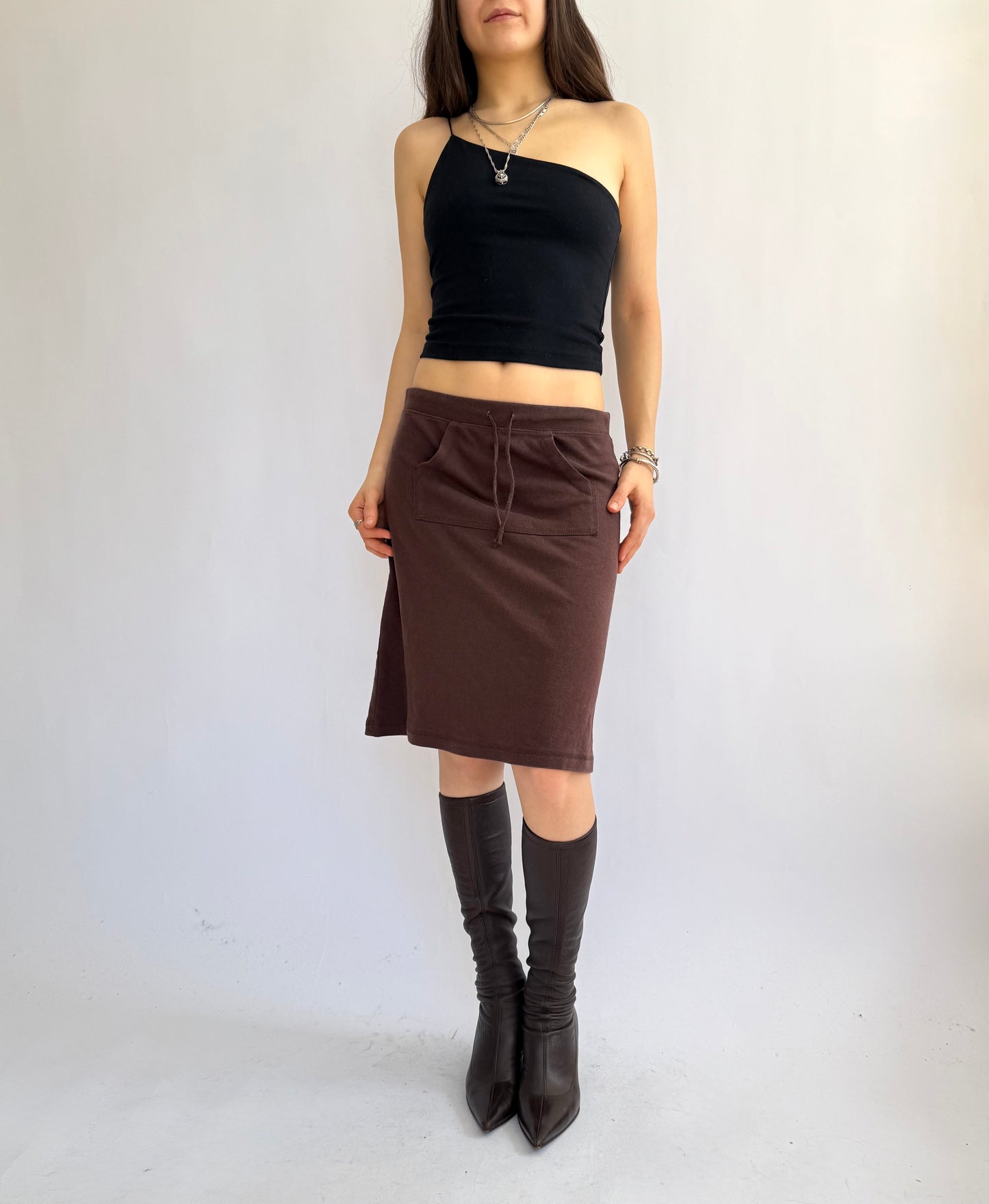 Y2K Brown skirt with drawstring waist