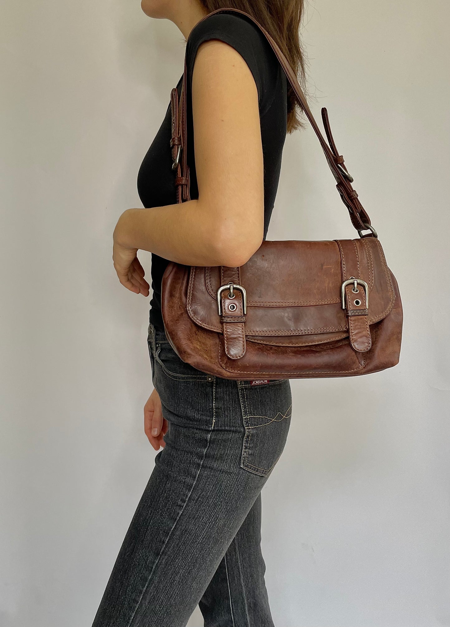 Y2K brown leather purse
