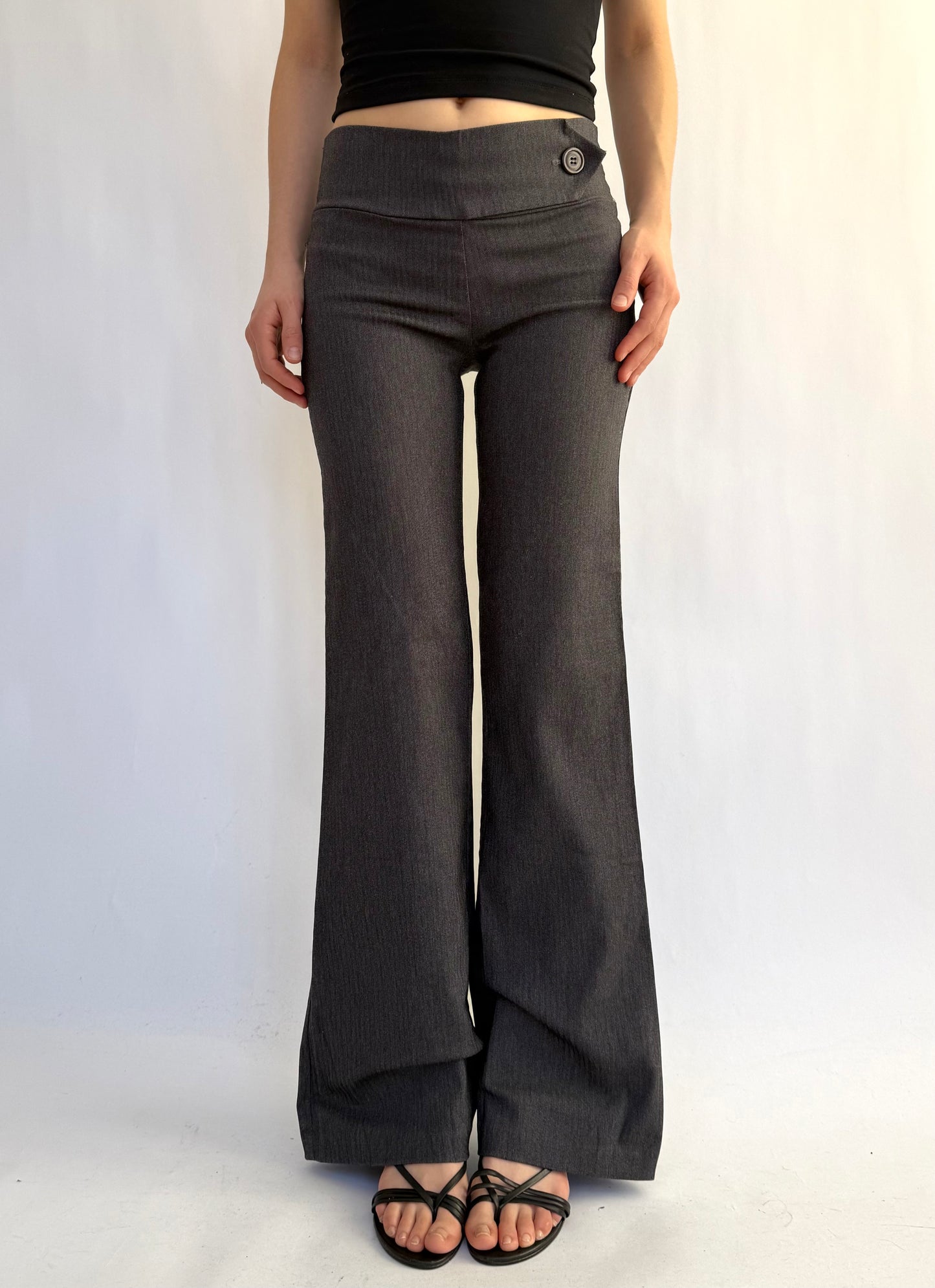 Y2K/2000s flared low rise grey office siren pants
