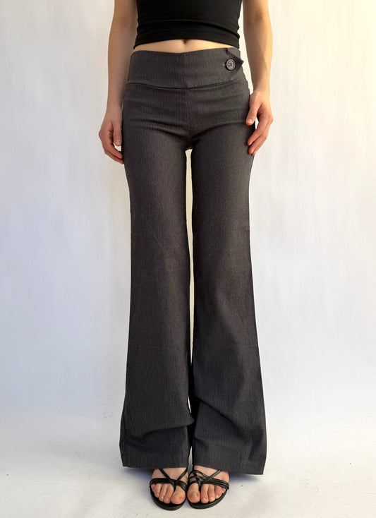 Y2K/2000s flared low rise grey office siren pants