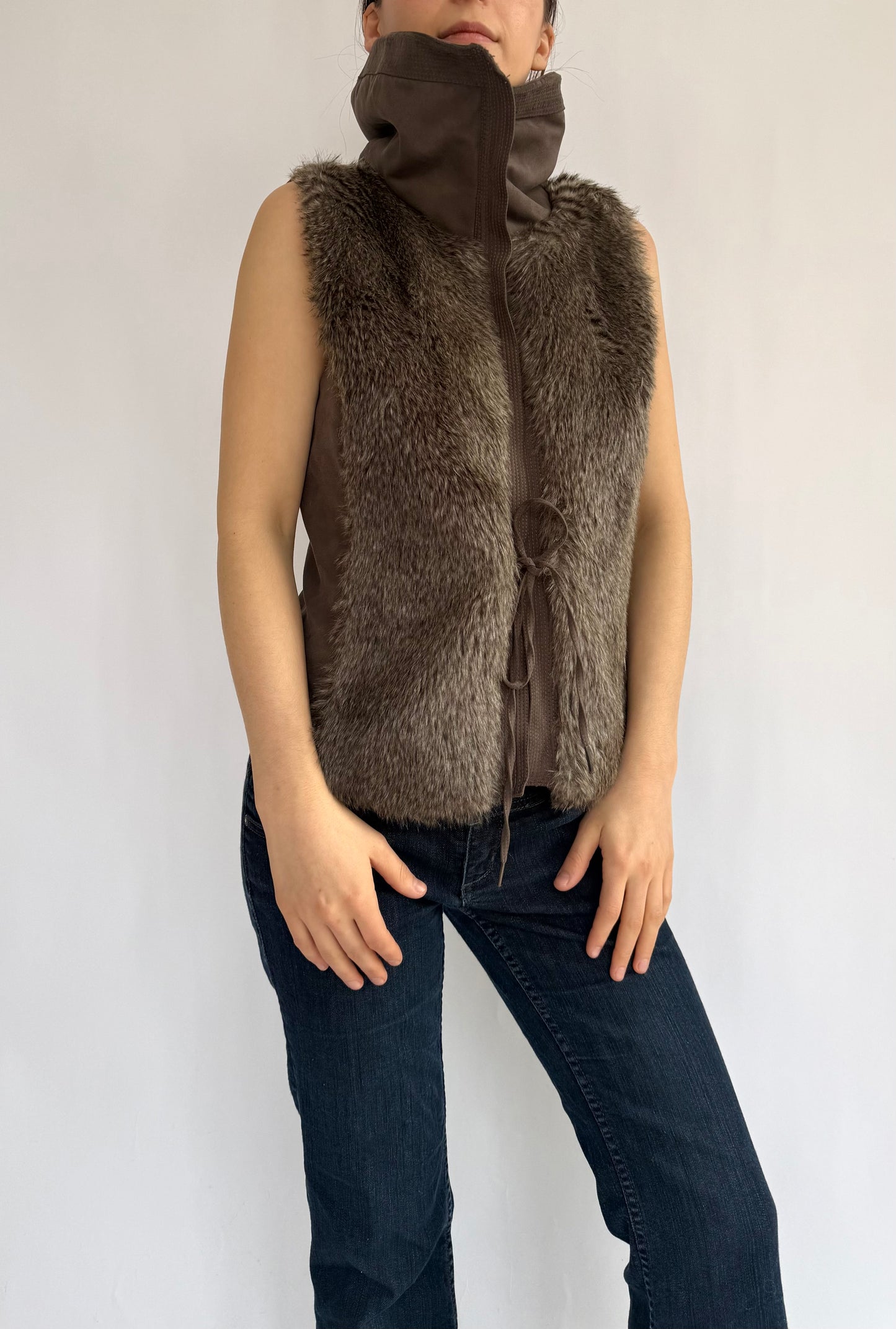 Y2K/2000s faux fur and suede jacket