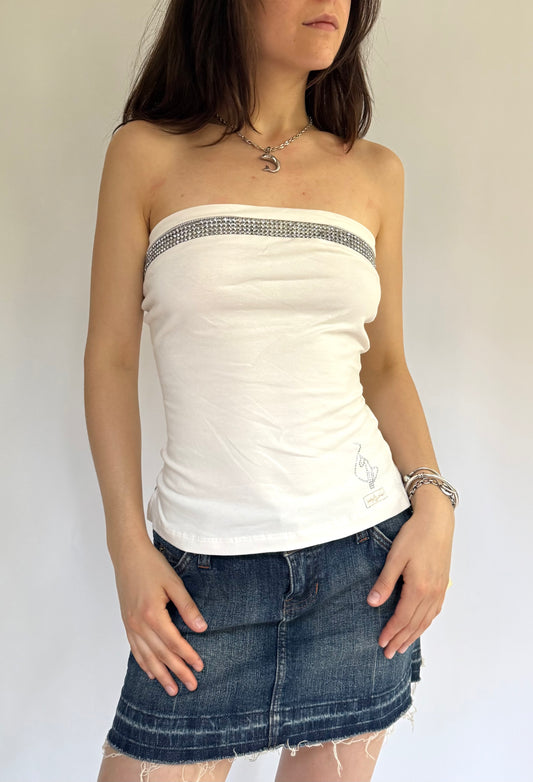 Y2k Deadstock white BABY PHAT tube top