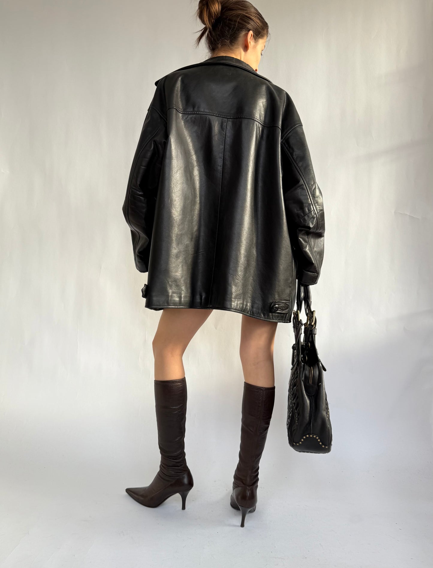 2000s oversized Black leather jacket by rudsack