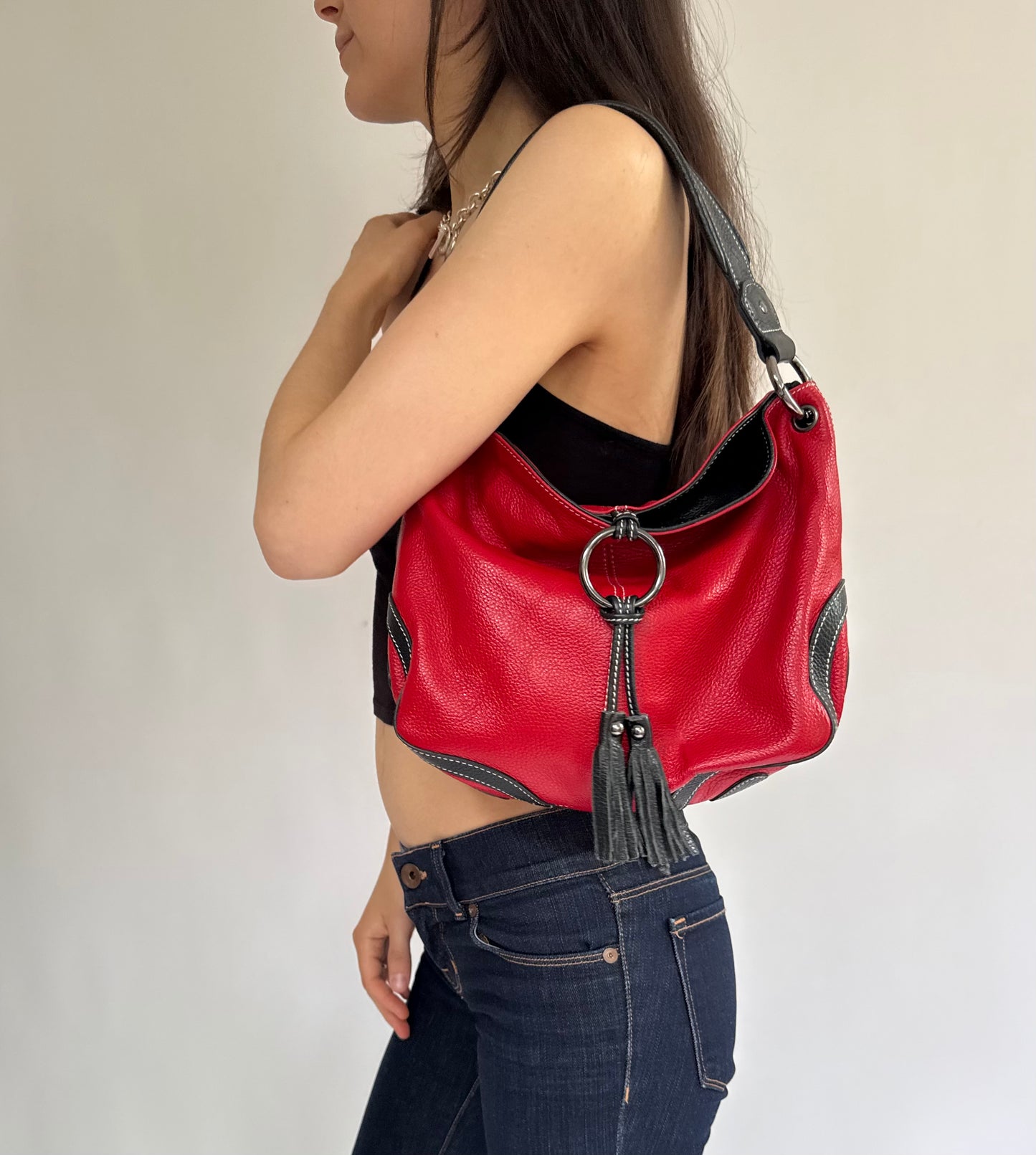 Y2K/2000s red and black leather purse red