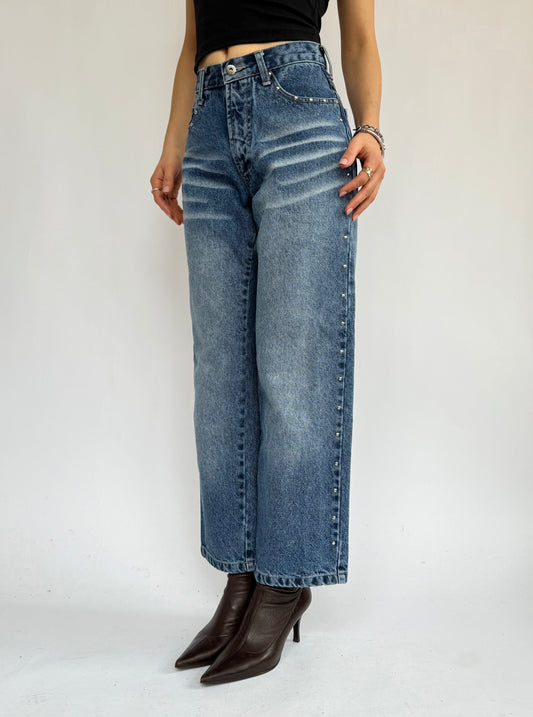 Rare vintage 90s High-waisted studed jeans by american motorcycle